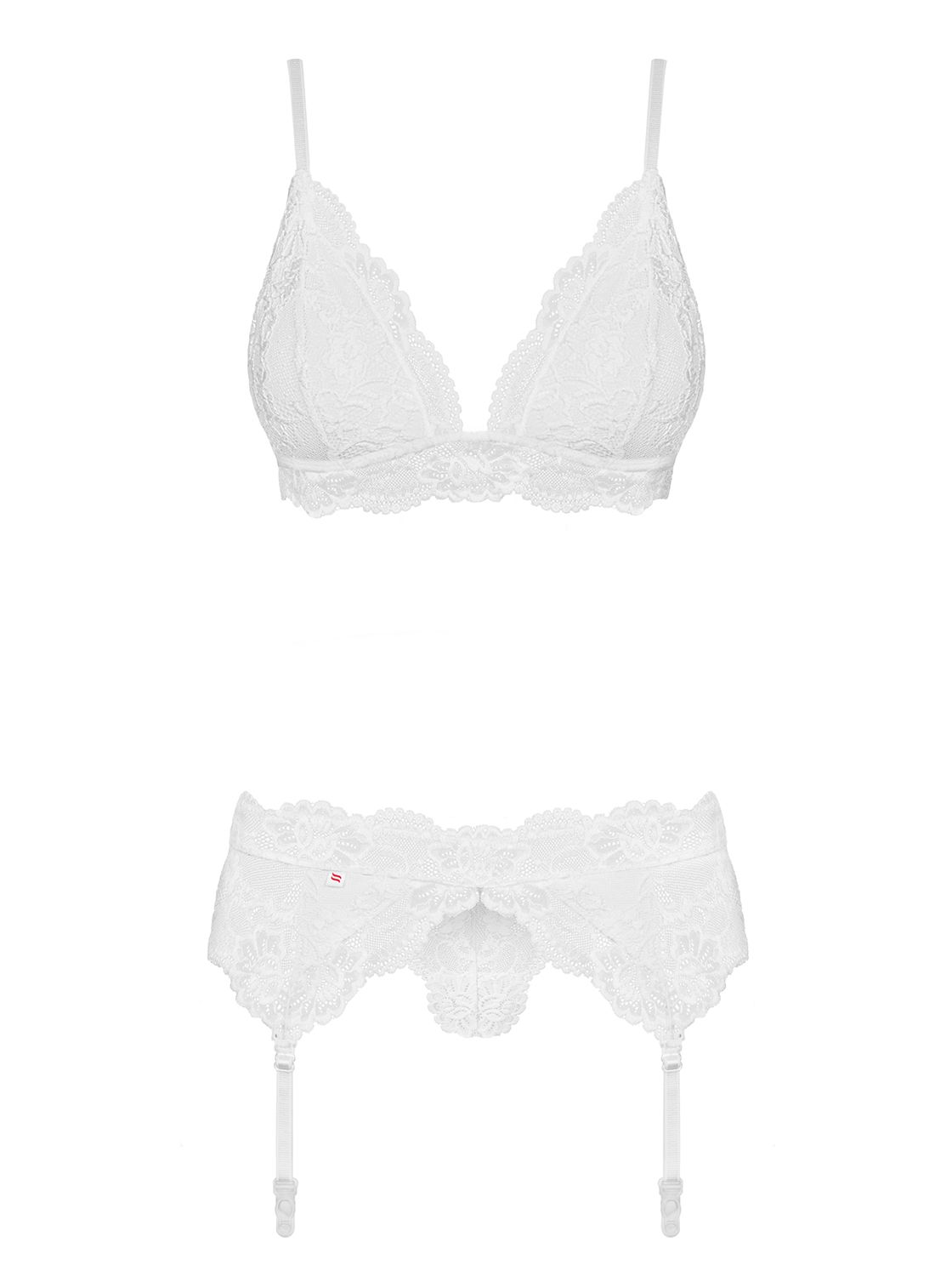 Obsessive - 3-Piece Lace Garter Set - White