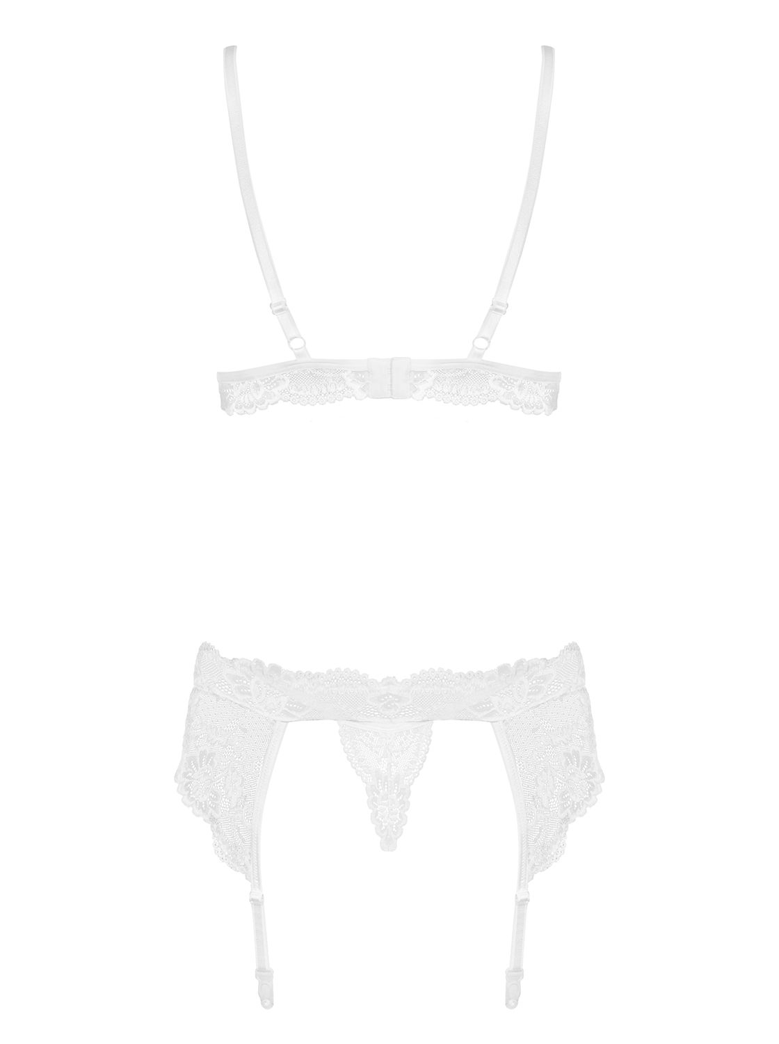 Obsessive - 3-Piece Lace Garter Set - White