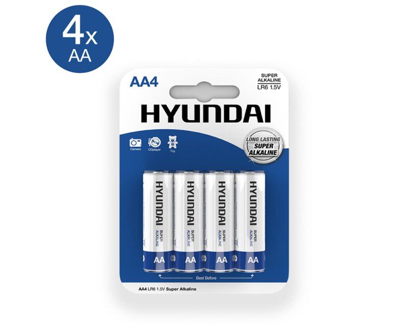 Hyundai - Super Alkaline AA Batteries - 4 pcs