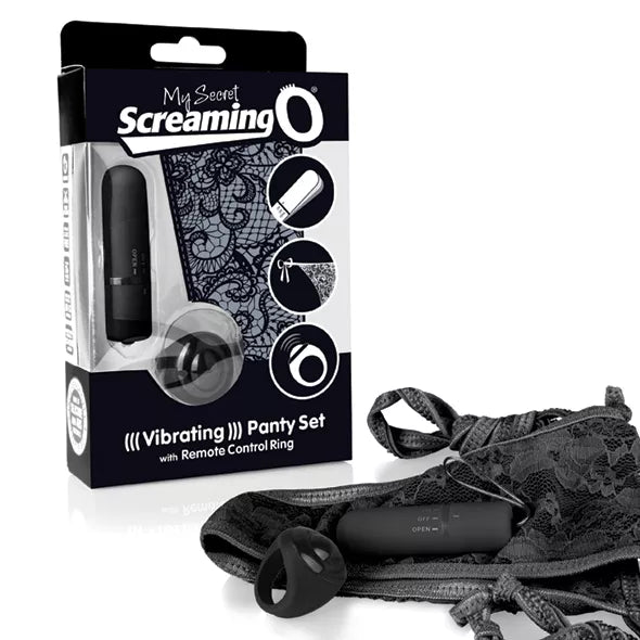 The Screaming O Panty Vibrator with Panty and Remote Control Black lingerie