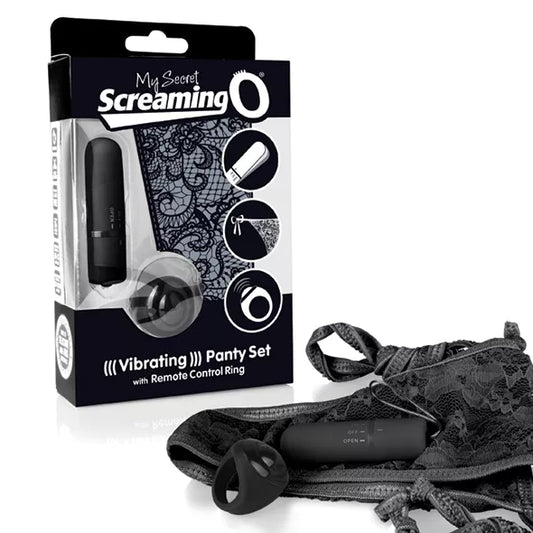 The Screaming O Panty Vibrator with Panty and Remote Control Black lingerie