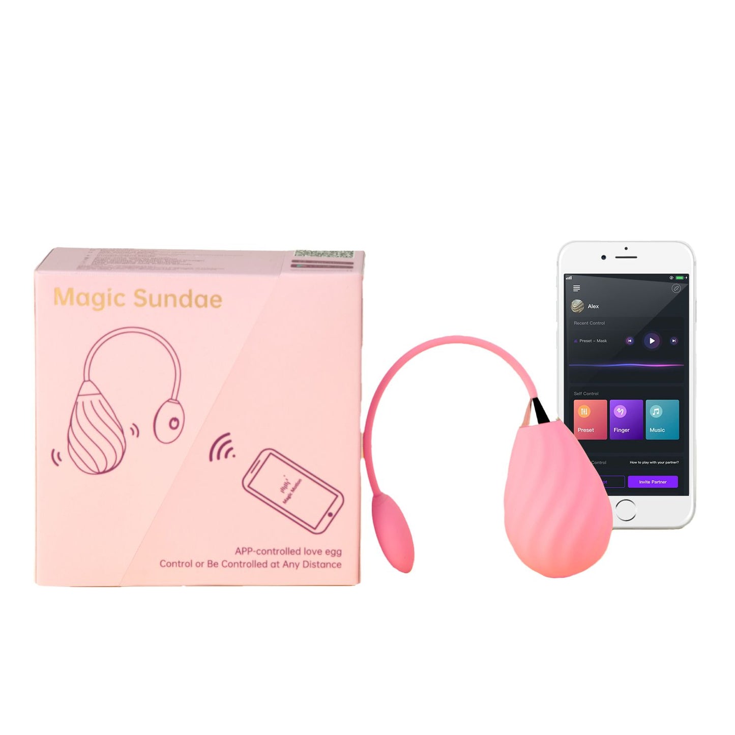 Magic Sundae App-Controlled Vibrating Egg - Pink