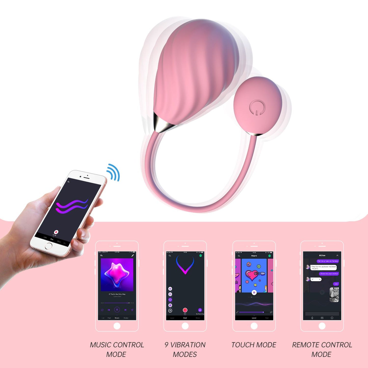 Magic Sundae App-Controlled Vibrating Egg - Pink