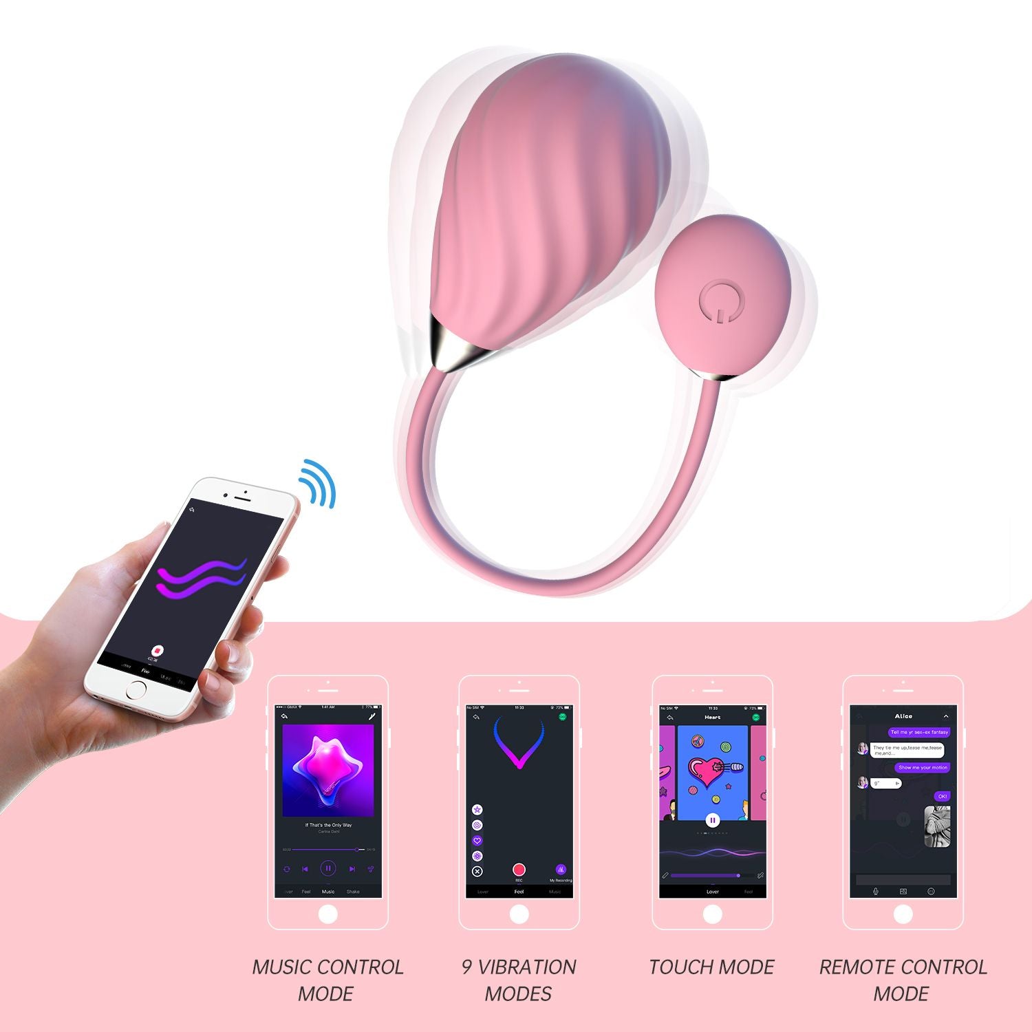 Magic Sundae App-Controlled Vibrating Egg - Pink