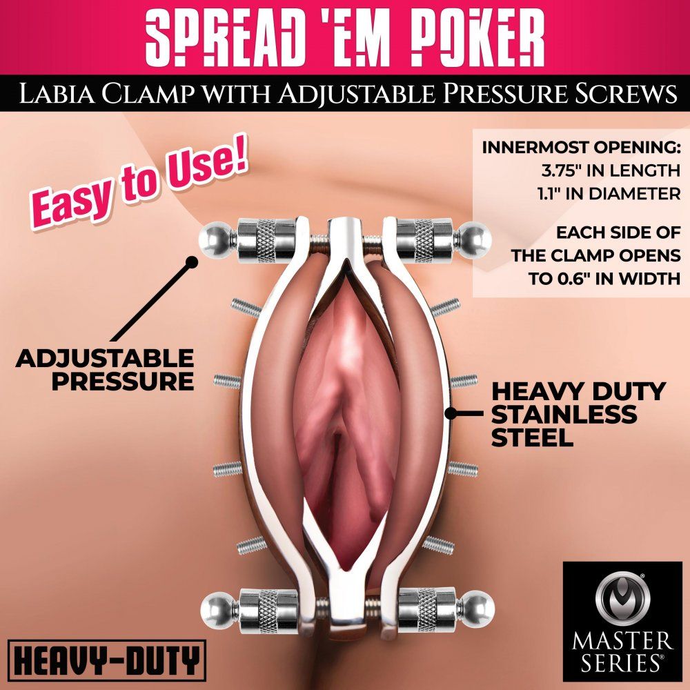 Spread 'Em Poker Vagina Clamp with Adjustable Pressure Screws