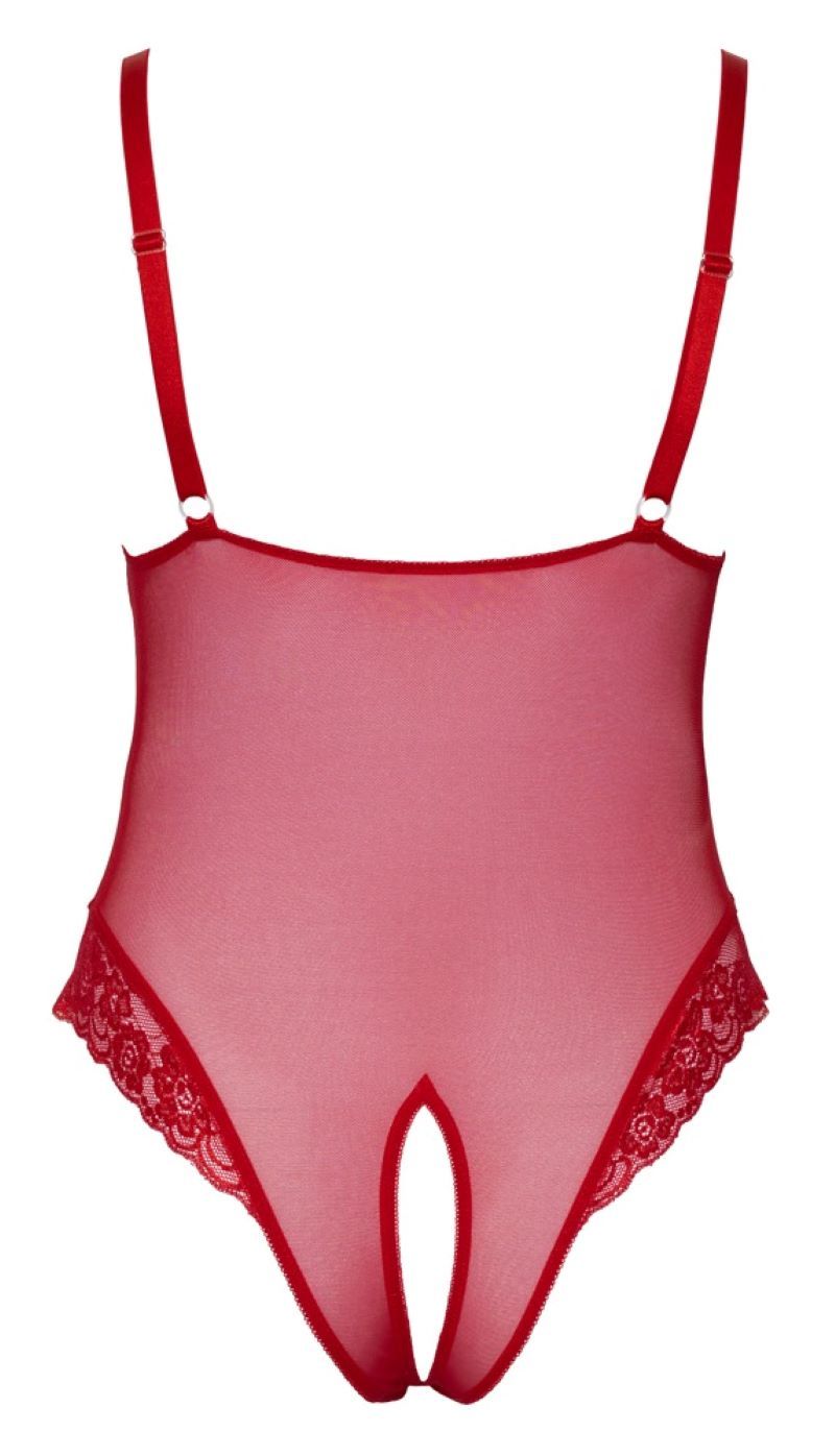 Bodysuit with Open Crotch - Red