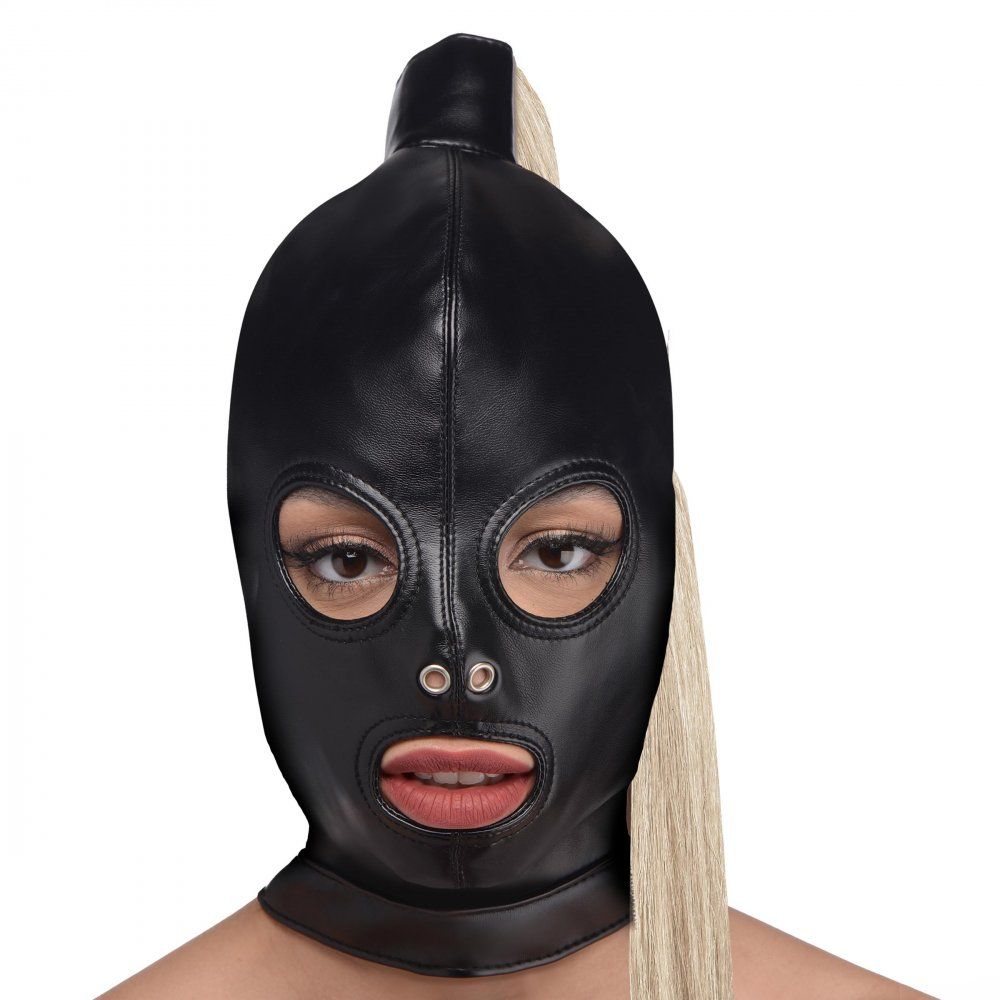 Black lingerie Blonde Ponytail Bondage Hood Black by XR Brands