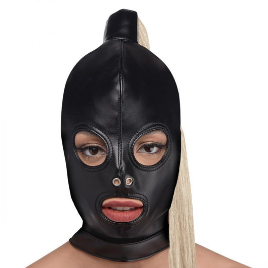 Black lingerie Blonde Ponytail Bondage Hood Black by XR Brands