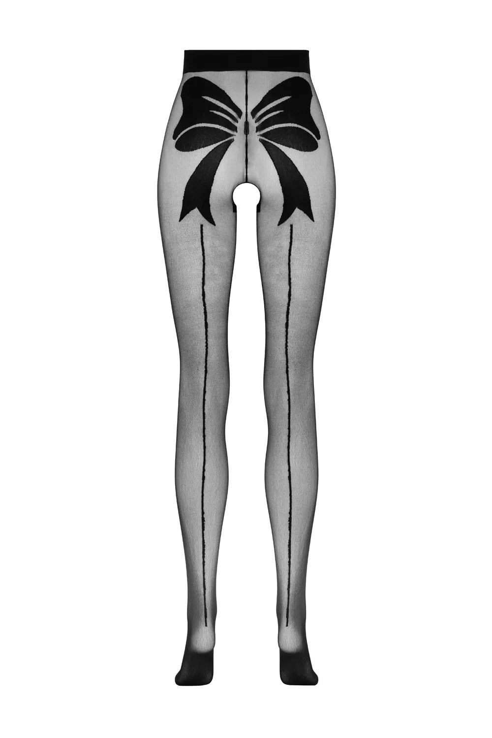 Collants com abertura no entrepernas e laço