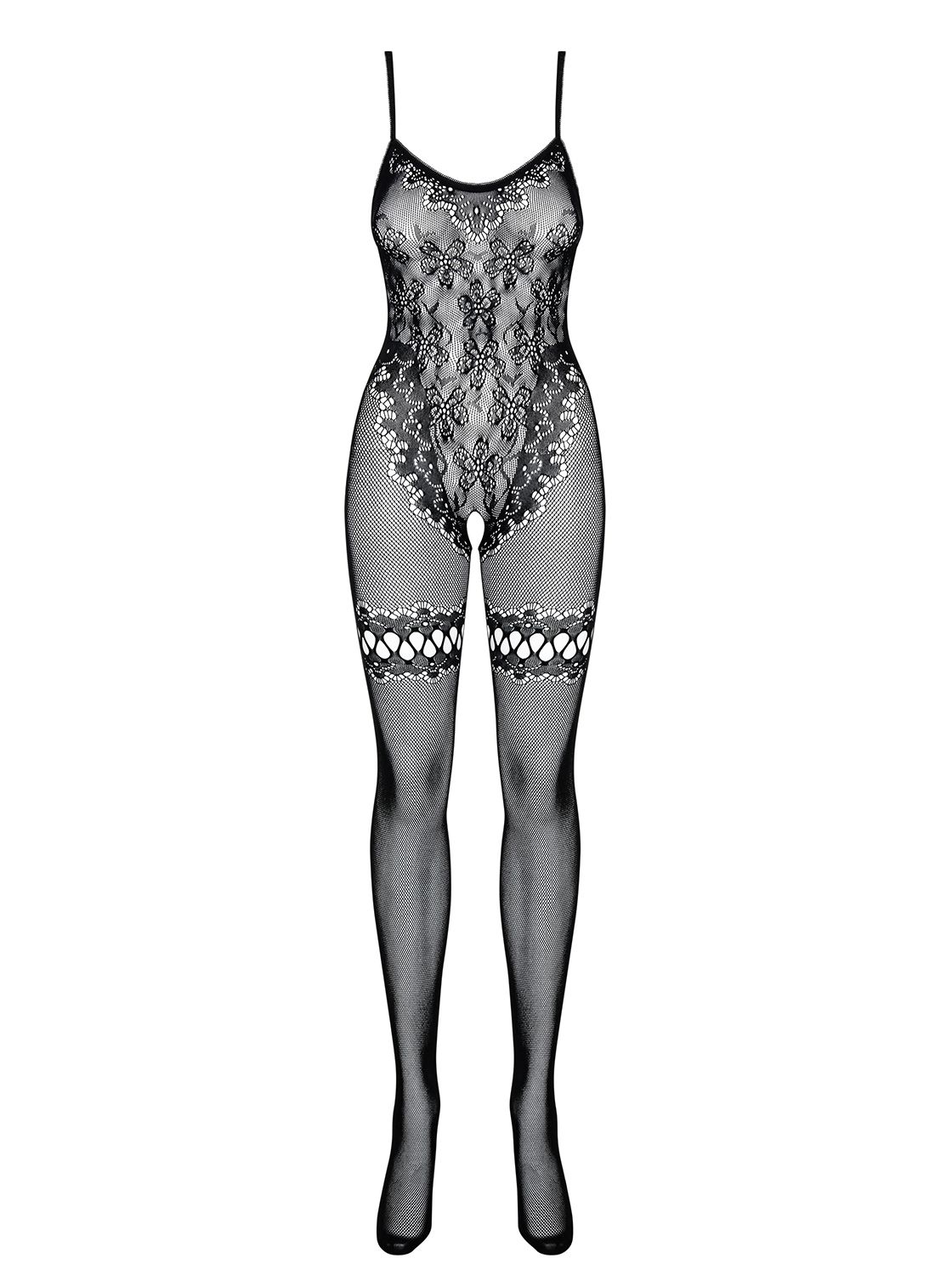 Obsessive - Crotchless Bodystocking With Body And Garter Design
