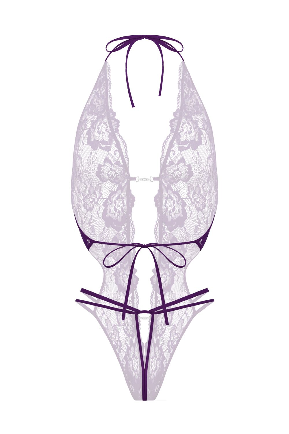 Christine - Renee Lace Thong Bodysuit - Purple