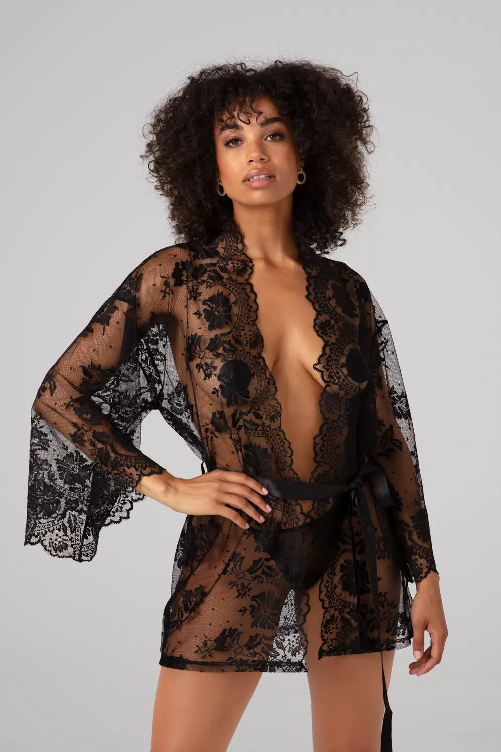 Christine - Lace Kimono Graceful - Black
