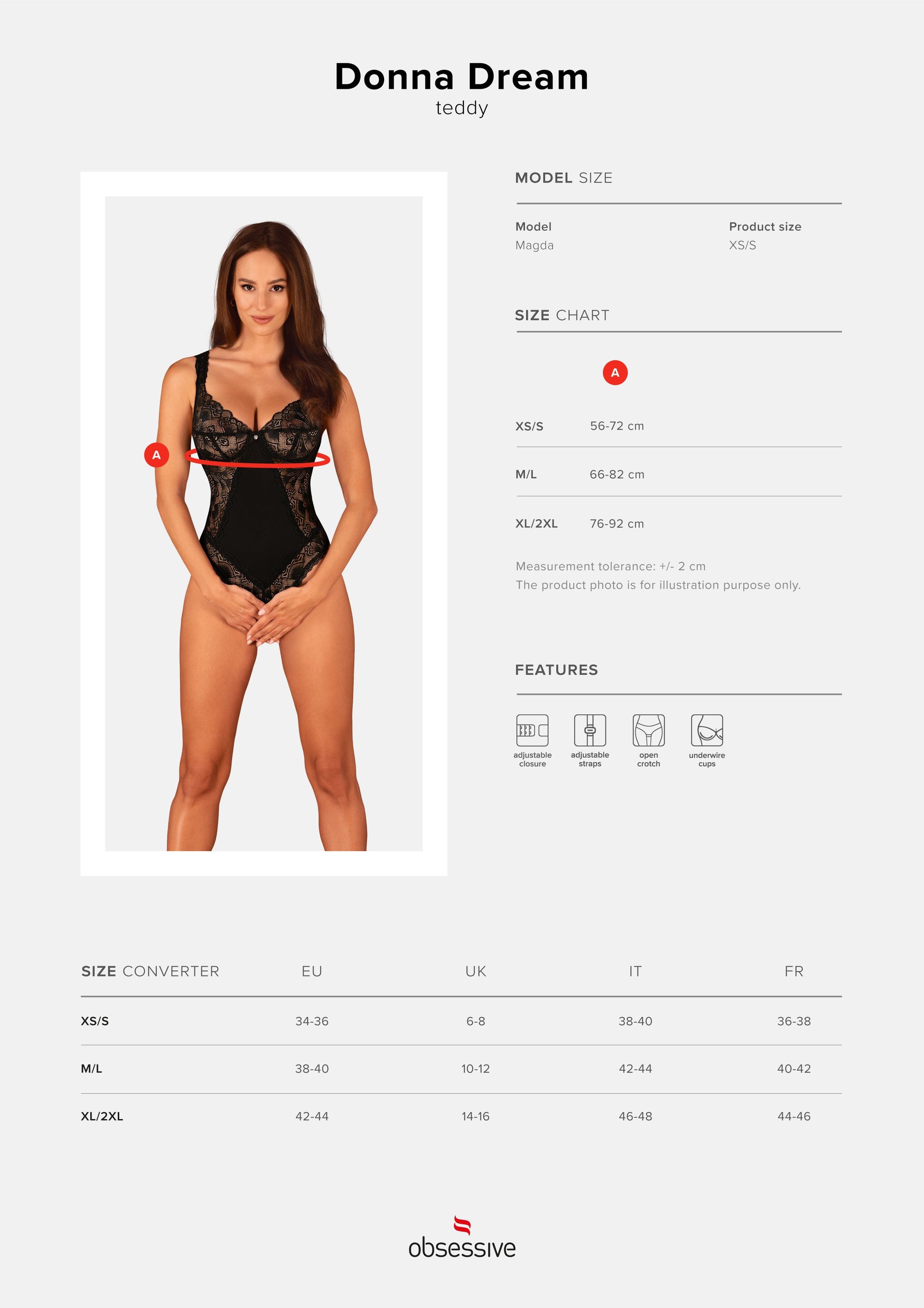 Obsessive - Donna Dream Body with Open Crotch - Black