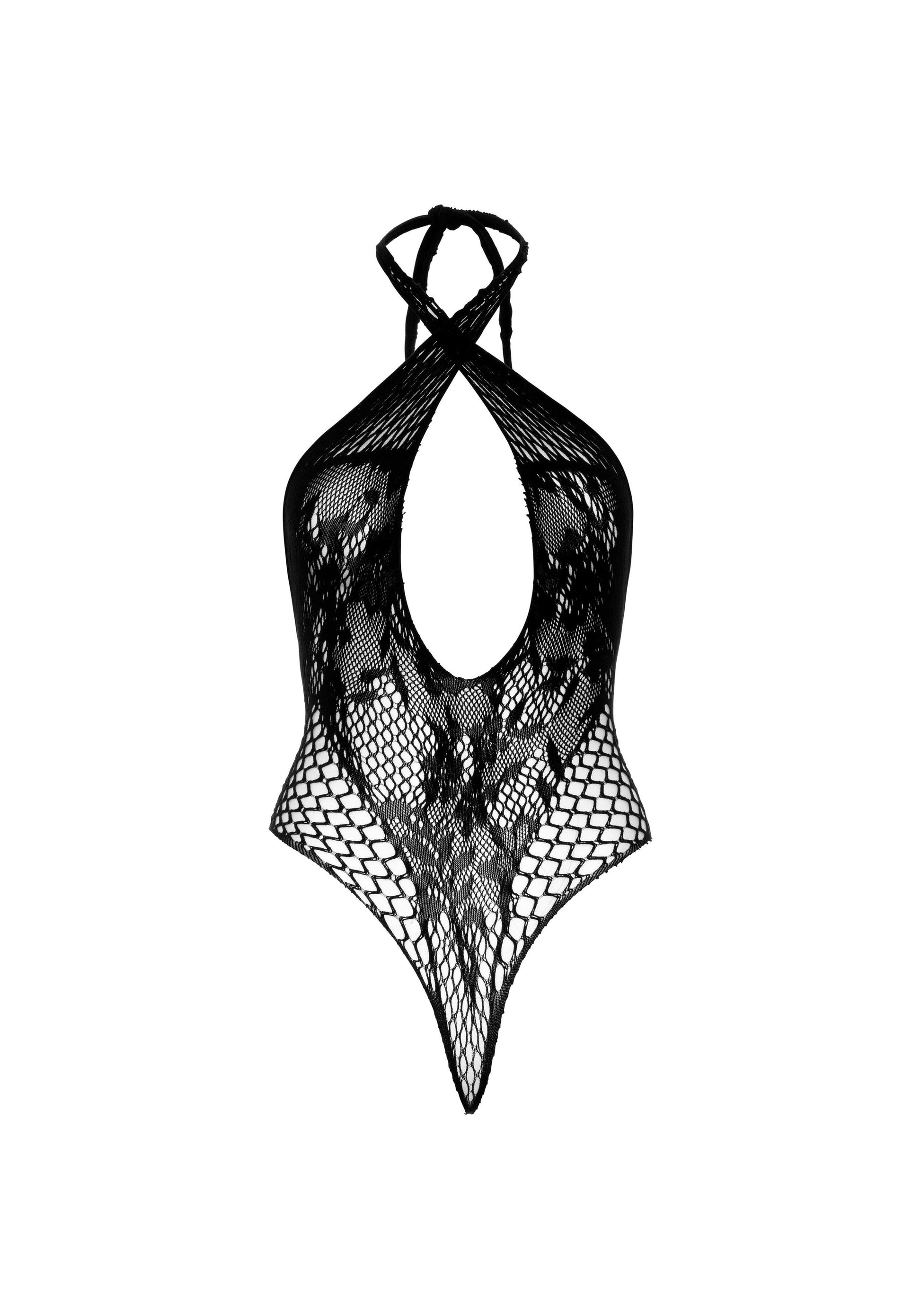 Halterneck Lace Bodysuit - Black