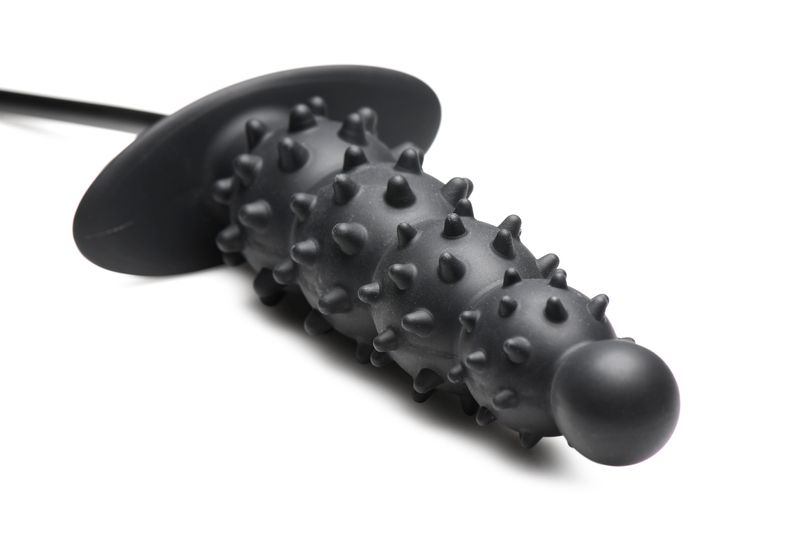 Master Series - Ribbed Inflatable Anal Plug - Black