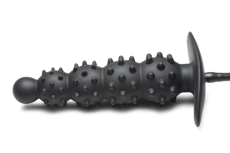 Master Series - Ribbed Inflatable Anal Plug - Black