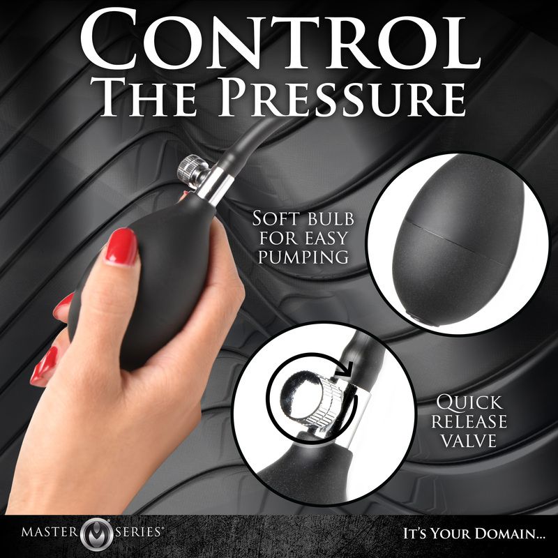 Master Series - Ribbed Inflatable Anal Plug - Black