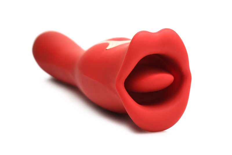 Red Lickgasm Kiss + Double-sided Kiss Vibrator Red by XR Brands