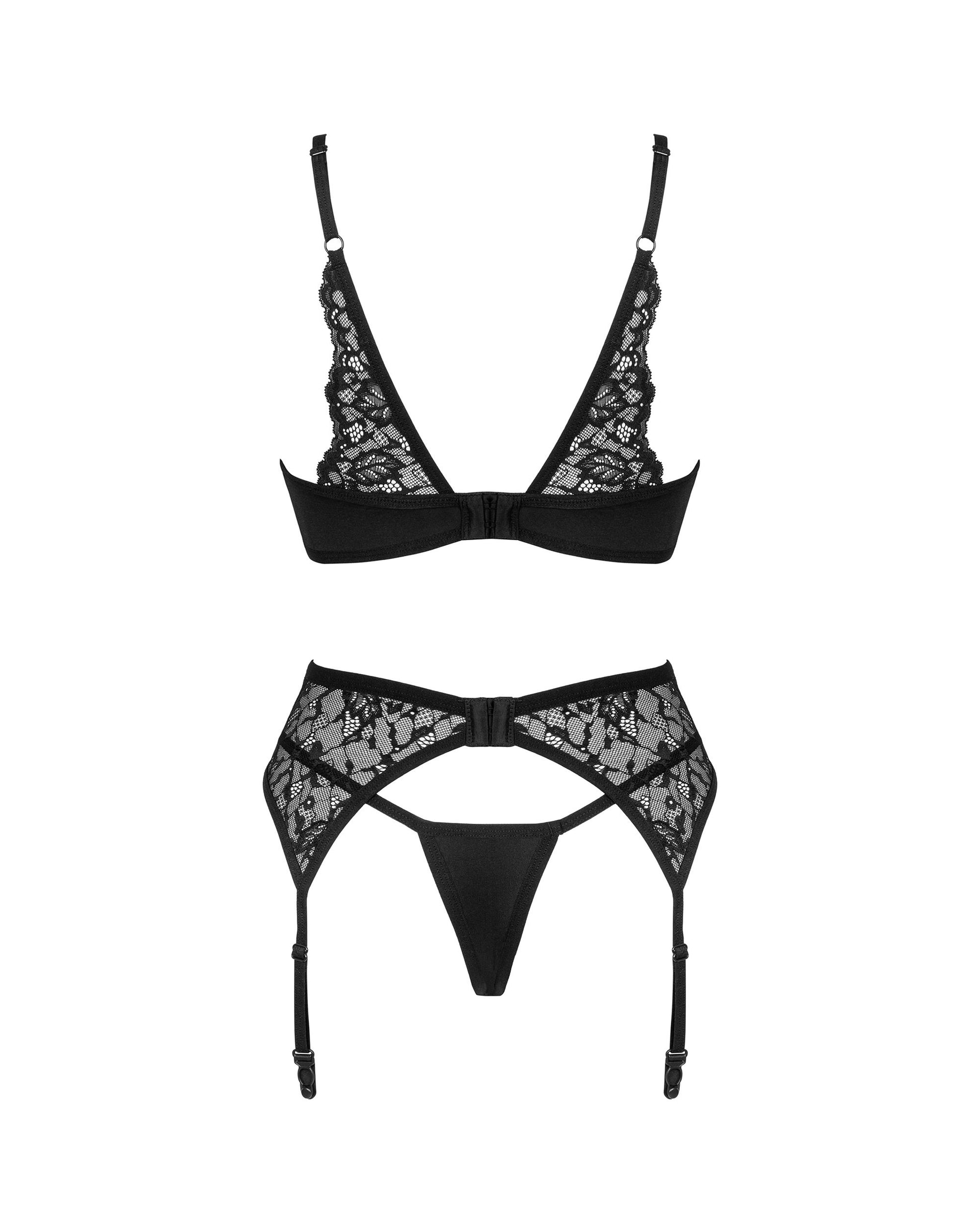 Obsessive - Bellastia 3-Piece Bra Set - Black
