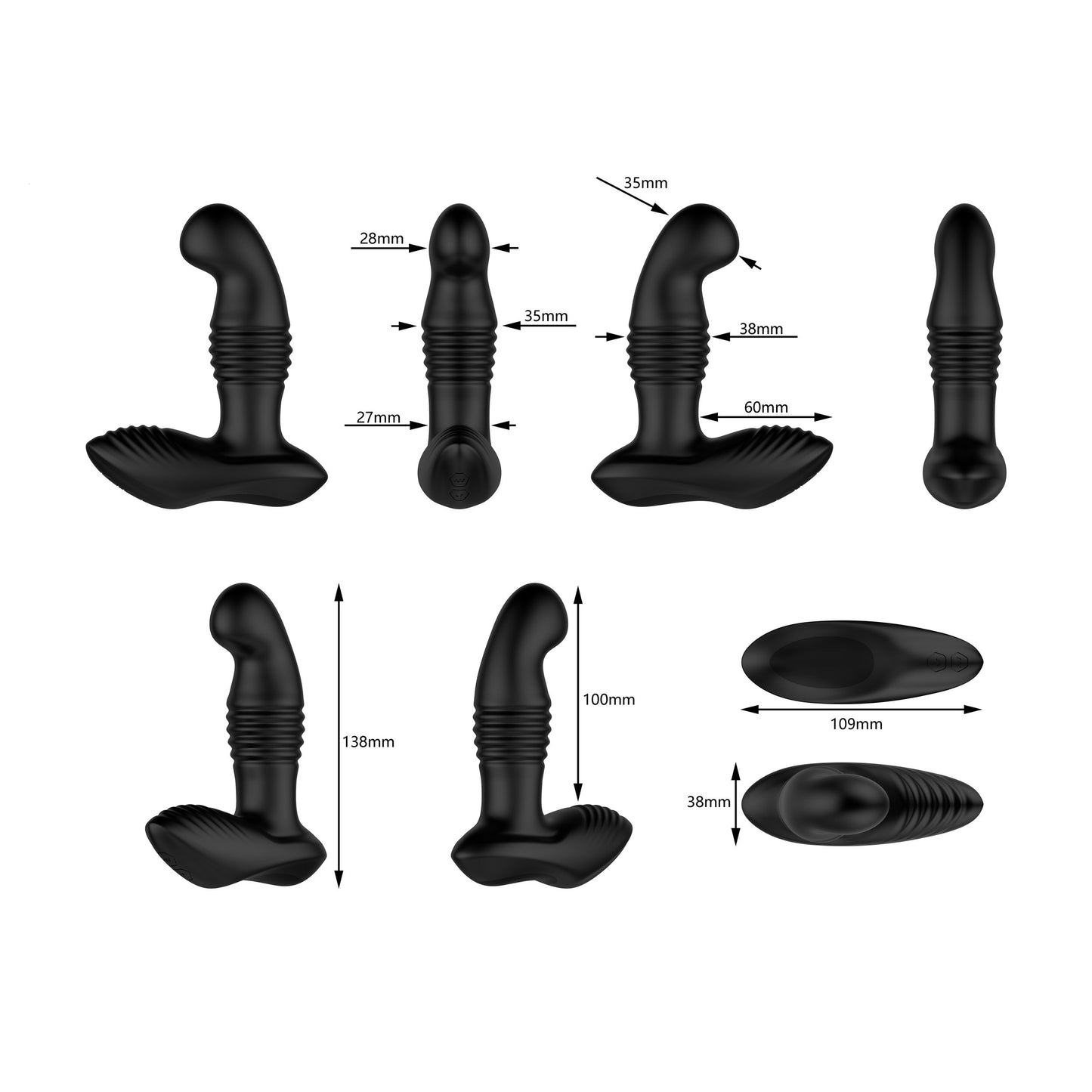 Nexus- Thrust Remote Control Thrusting Prostate Massager- Black