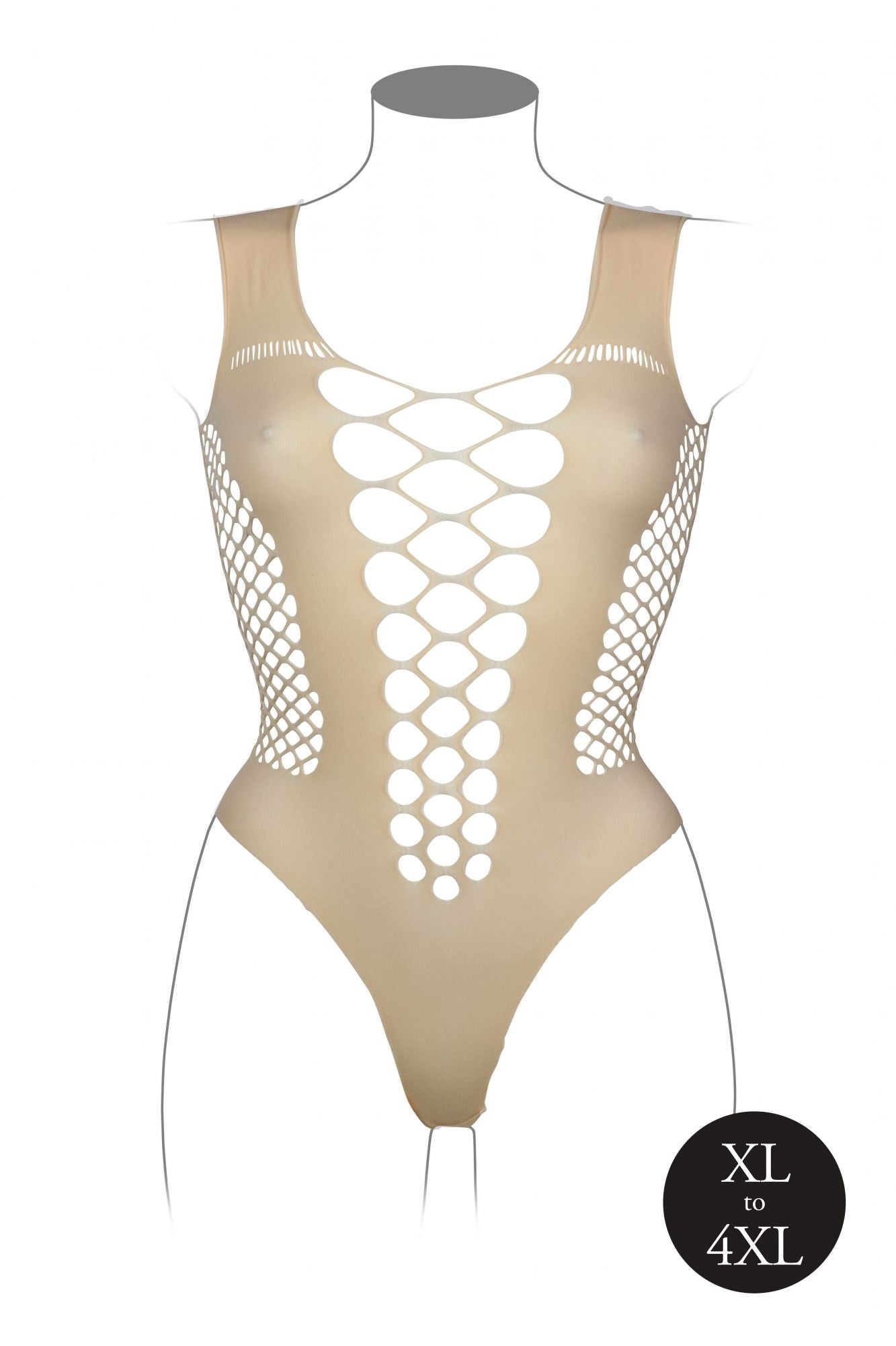 V-Neck Teddy With Open Stripes - Beige
