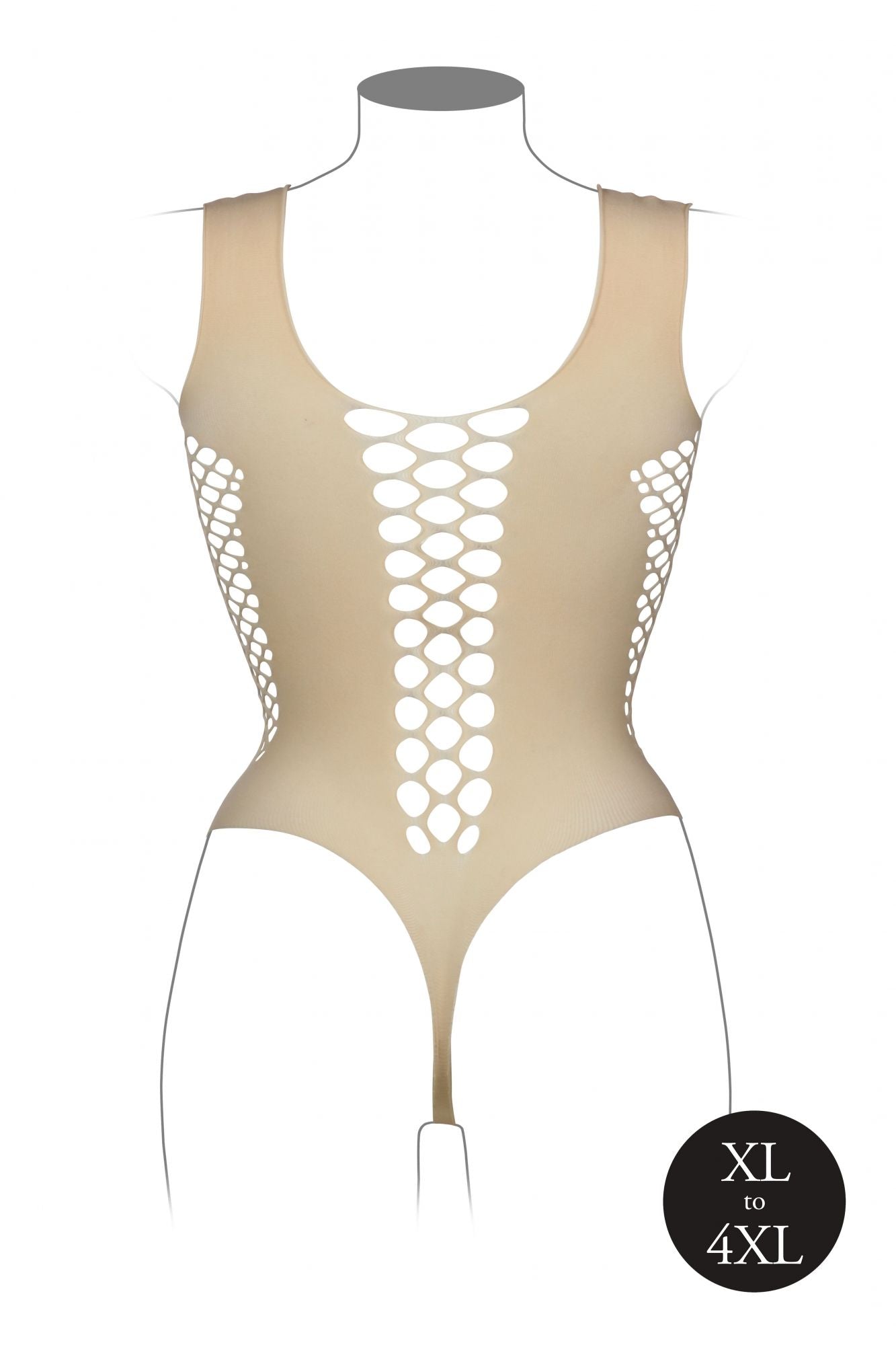 V-Neck Teddy With Open Stripes - Beige