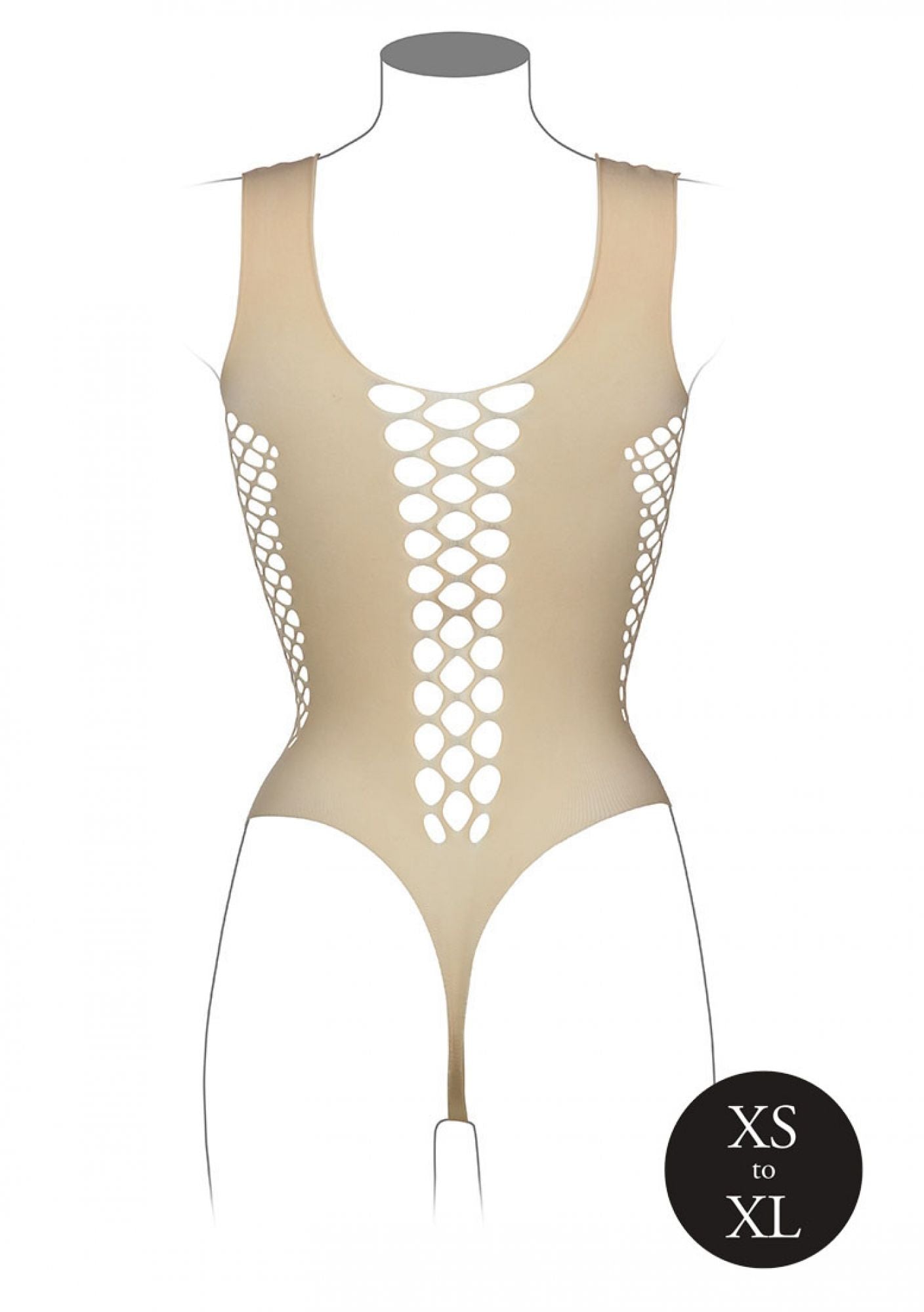 V-Neck Teddy With Open Stripes - Beige