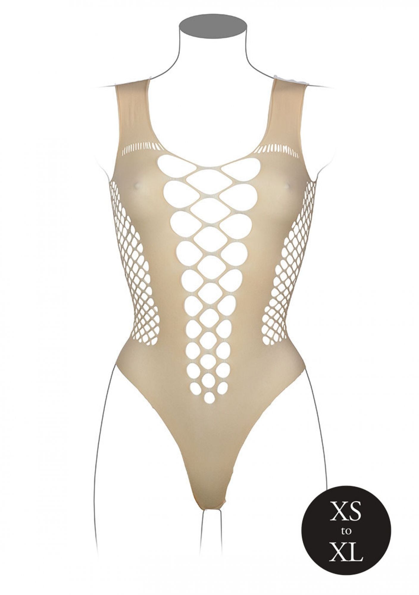 V-Neck Teddy With Open Stripes - Beige