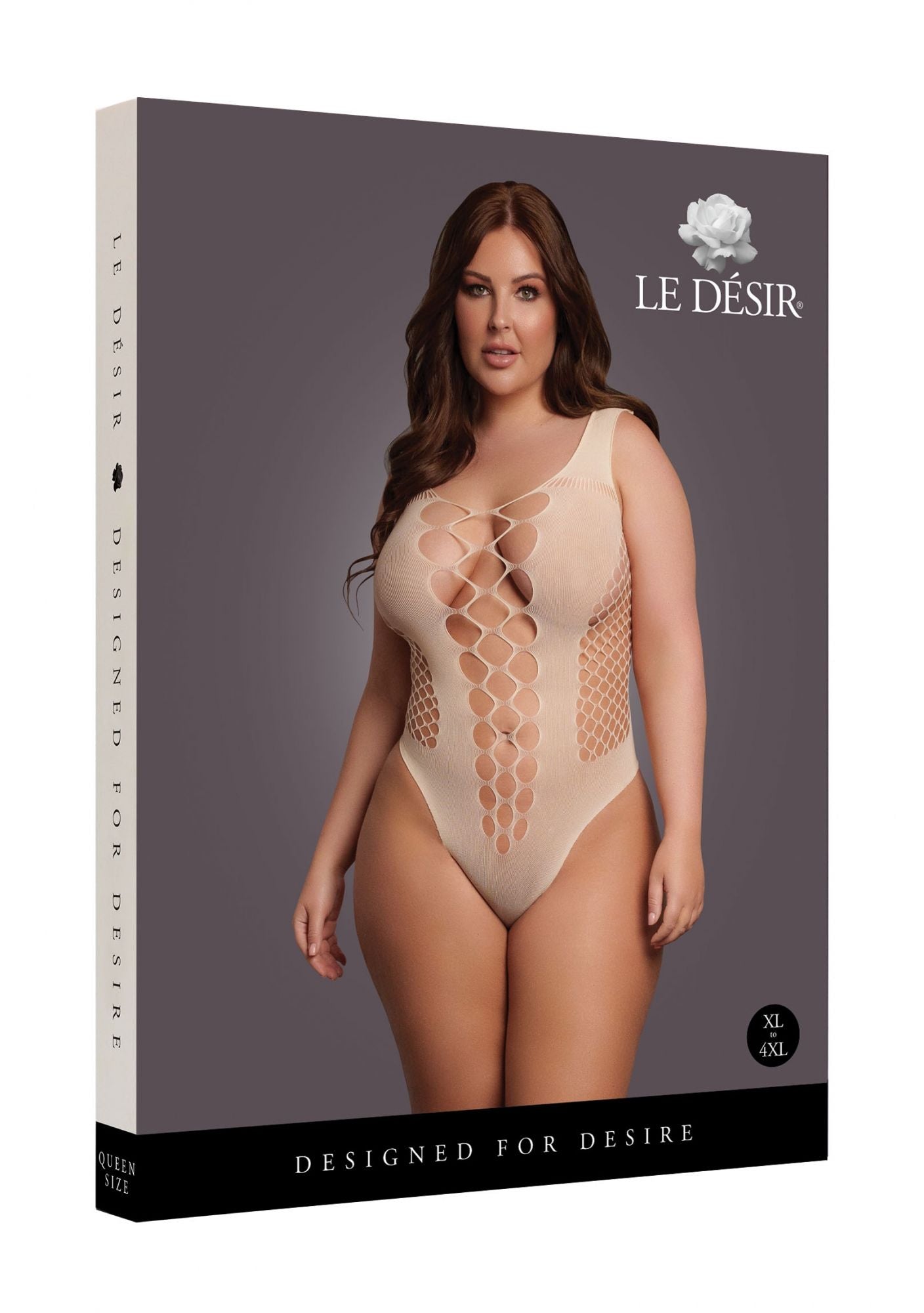 V-Neck Teddy With Open Stripes - Beige