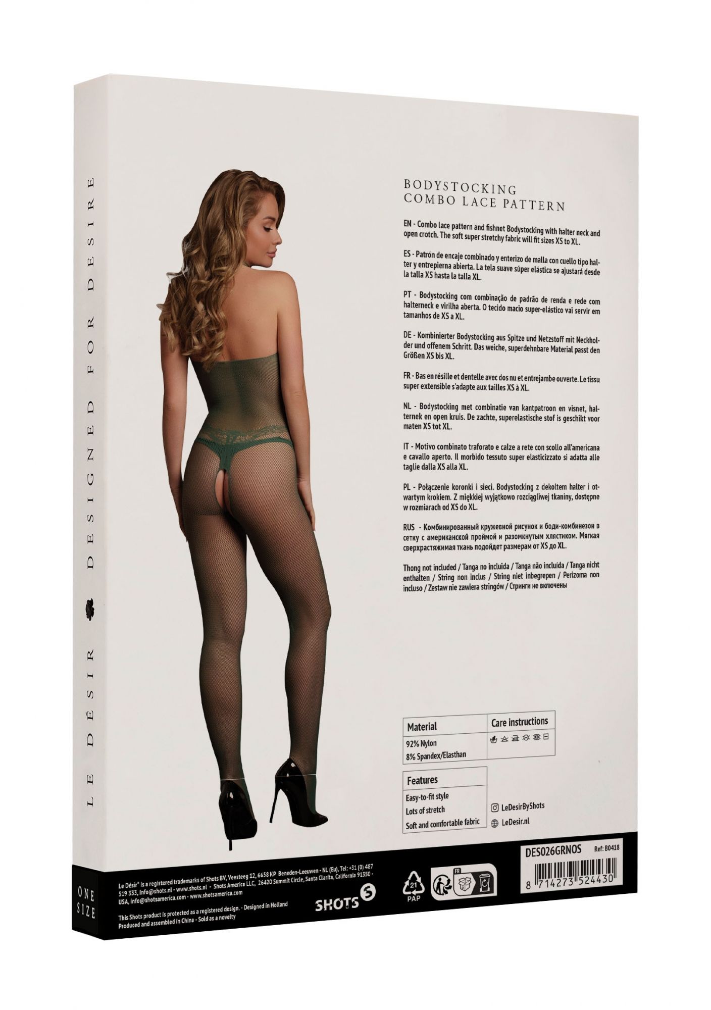Lace Fishnet Catsuit - Green