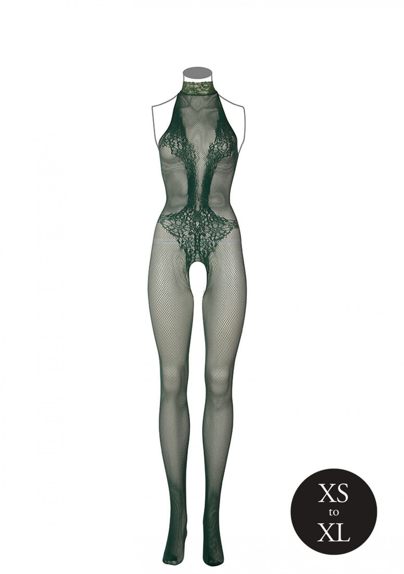 Lace Fishnet Catsuit - Green