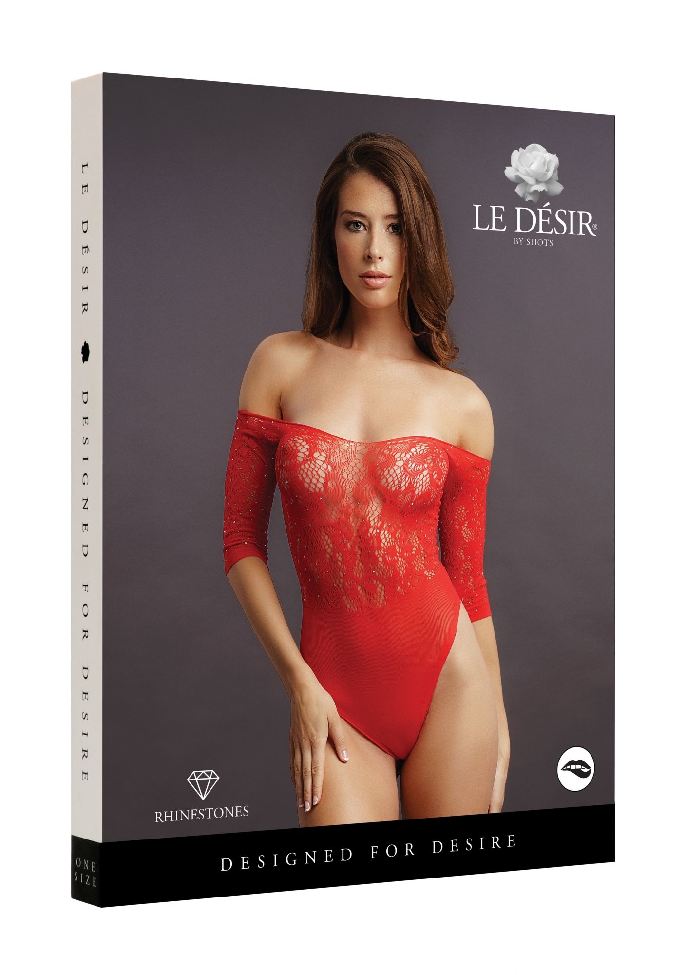 Crotchless Rhinestone Teddy - Red