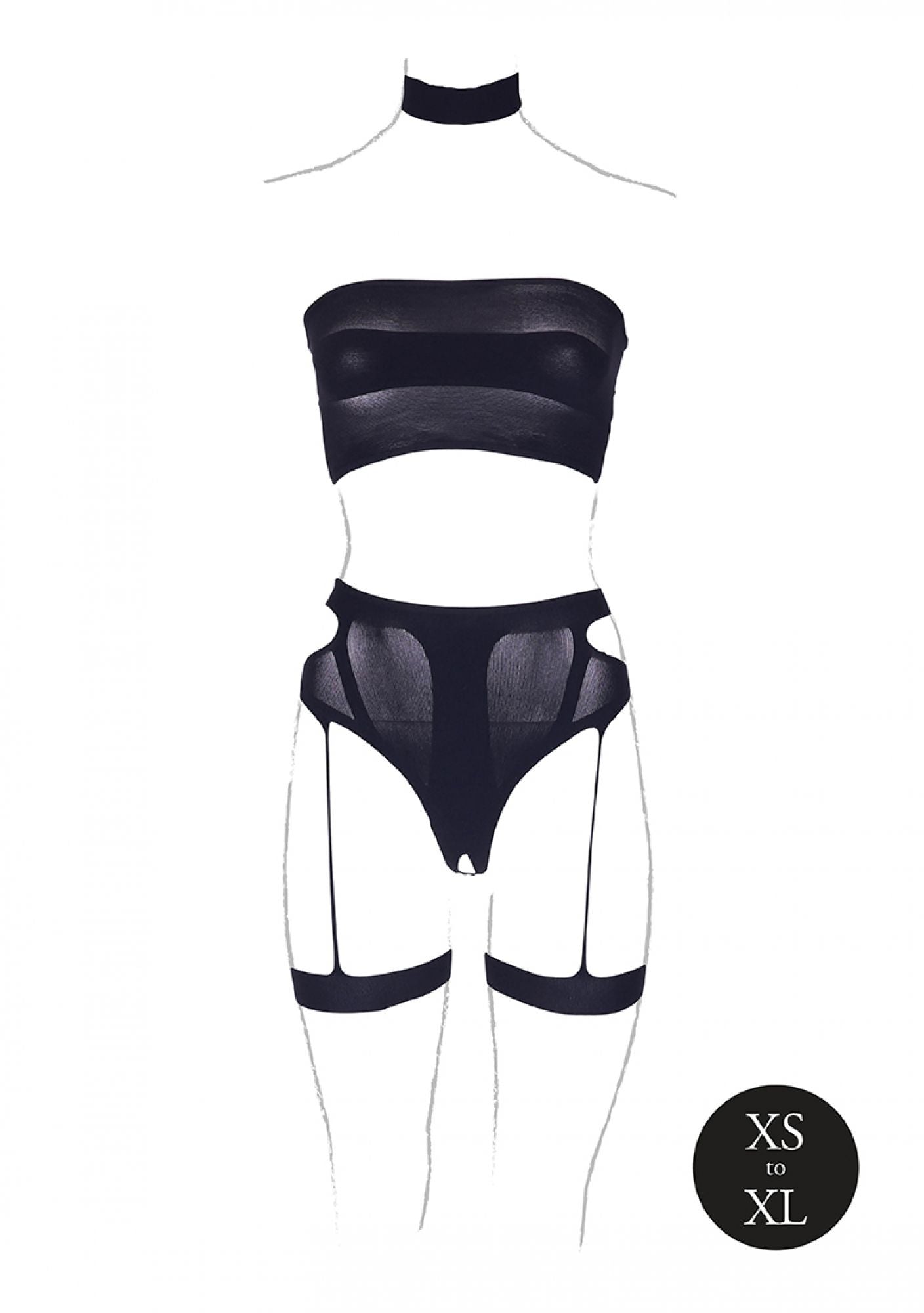 Three-Piece Garter Set - Black