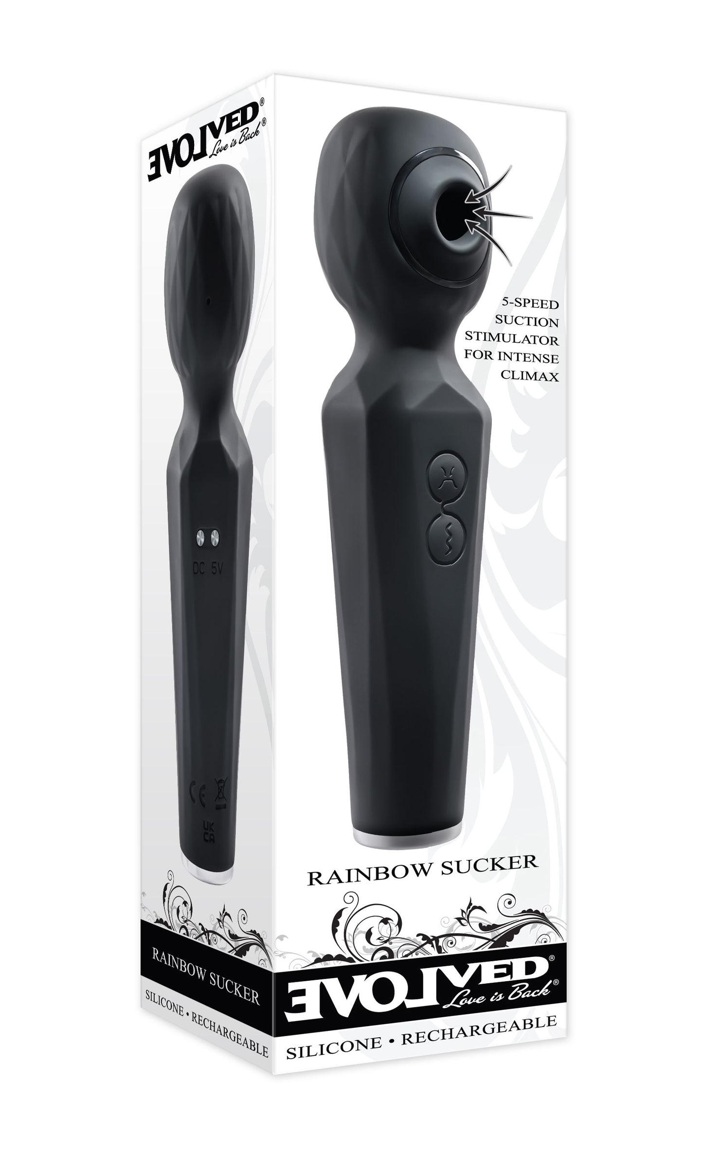 Evolved - Rainbow Sucker Wand Vibrator - Black
