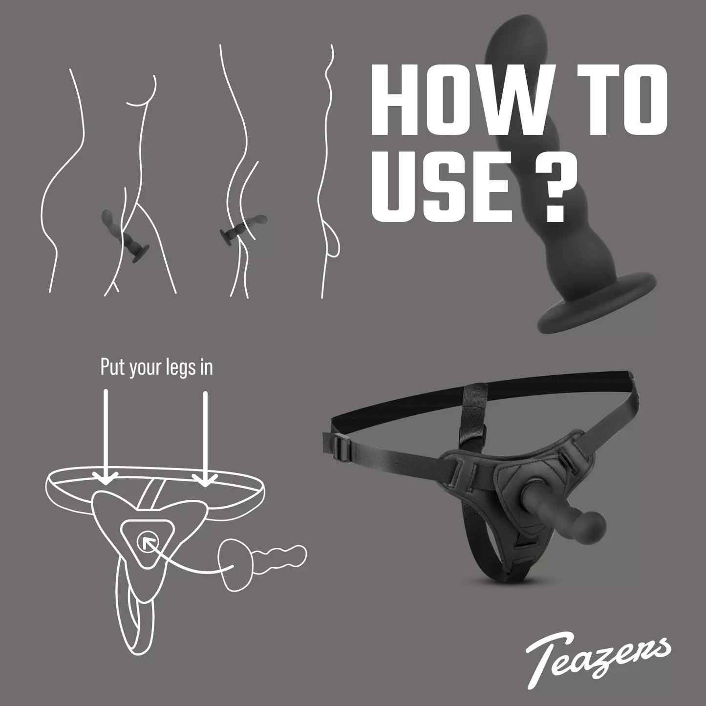 Teazers – Silicone Strap-On Set – Black