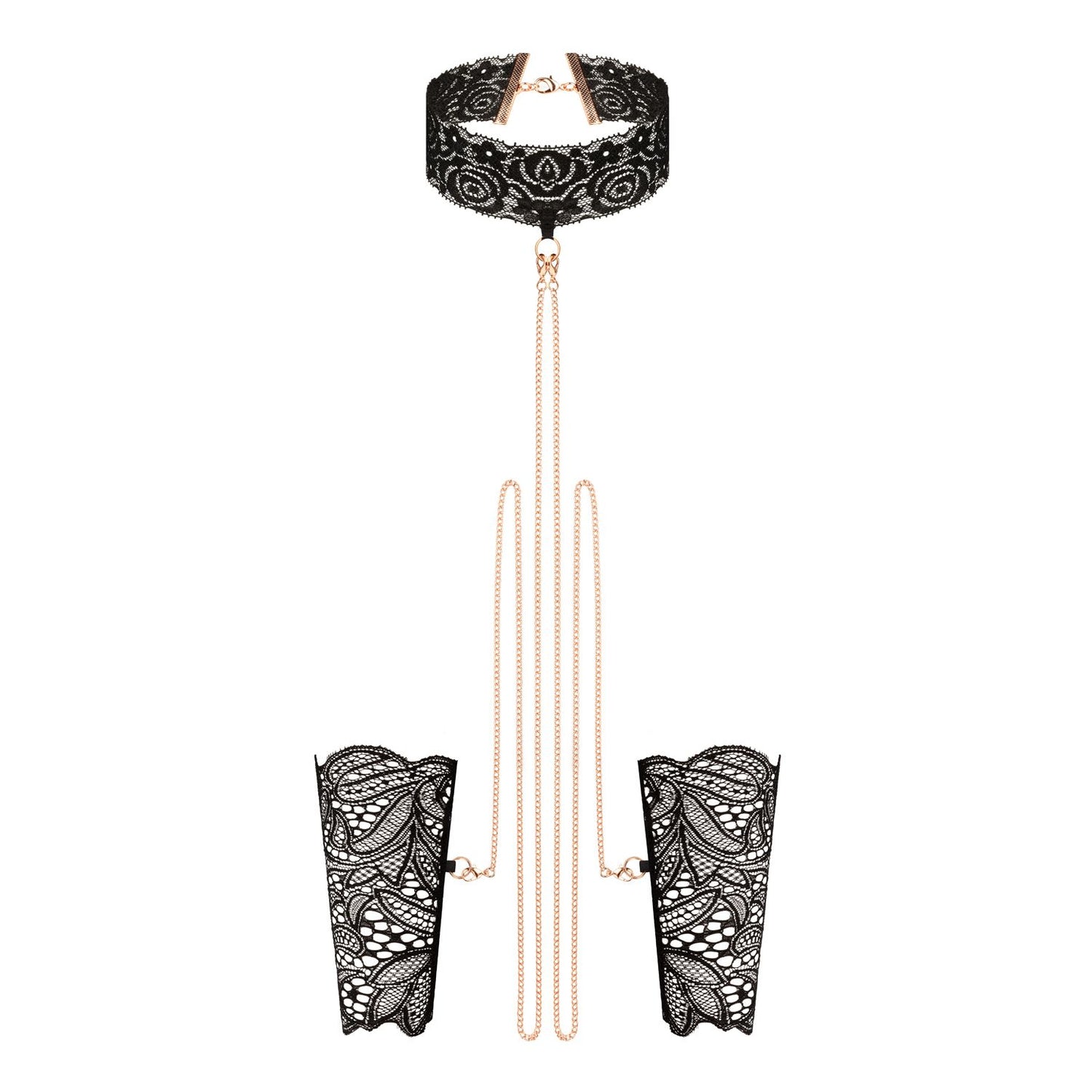 Rosy Gold - Lace Cuffs and Collar - Black