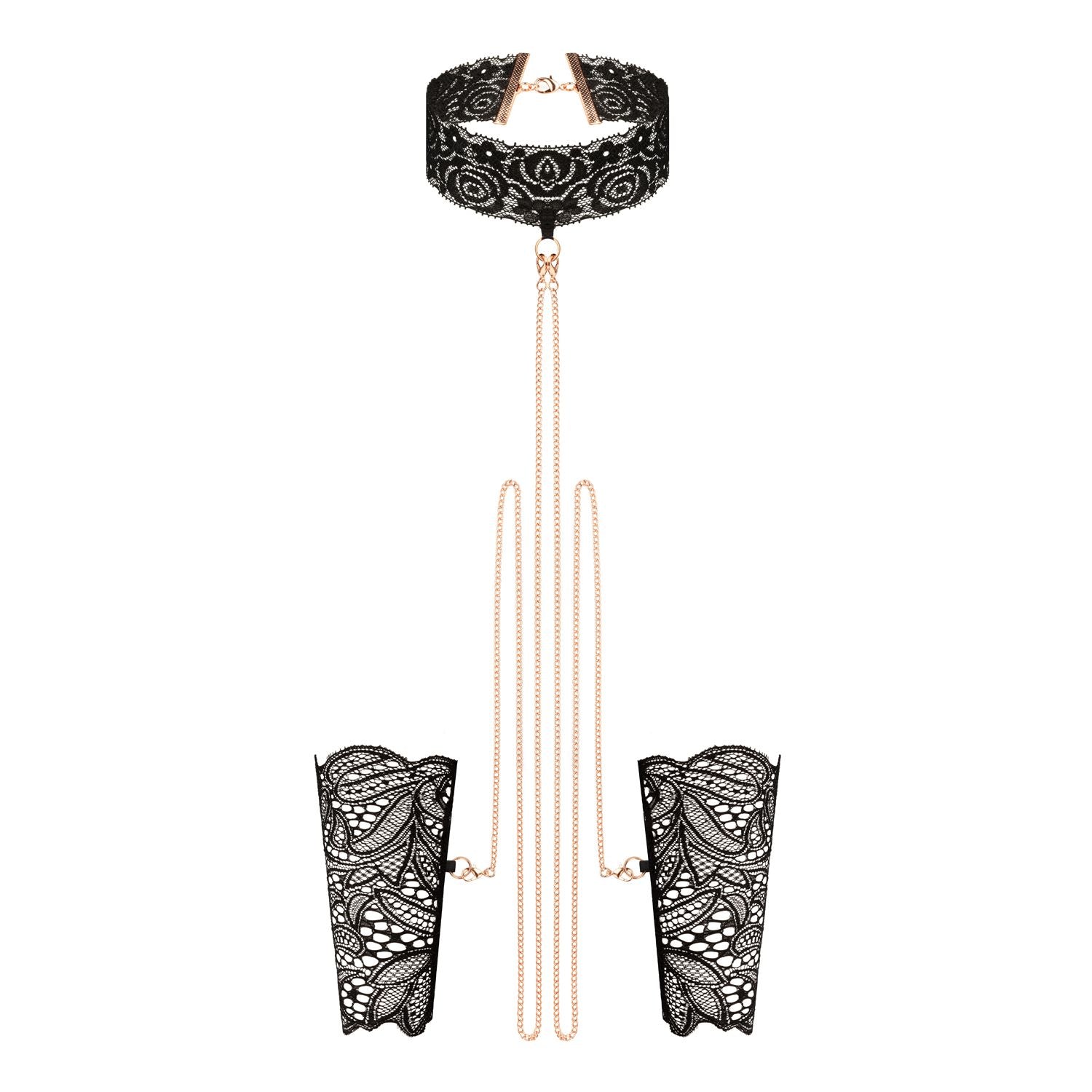 Rosy Gold - Lace Cuffs and Collar - Black