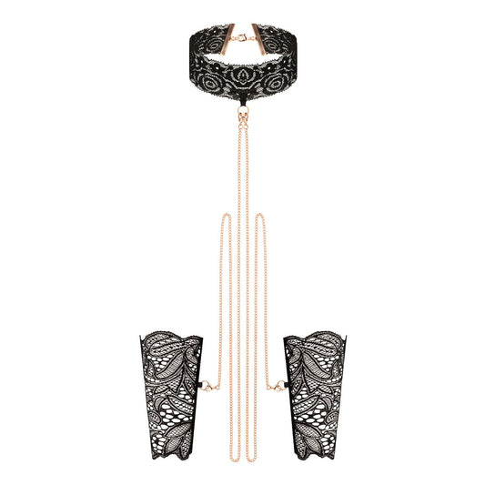 Rosy Gold - Lace Cuffs and Collar - Black