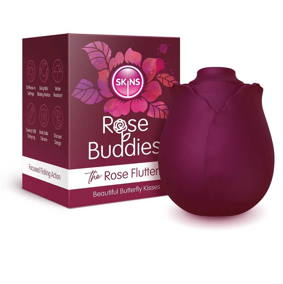 Skins Rose Buddies - The Rose Flutterz Vibrator - Burgundy