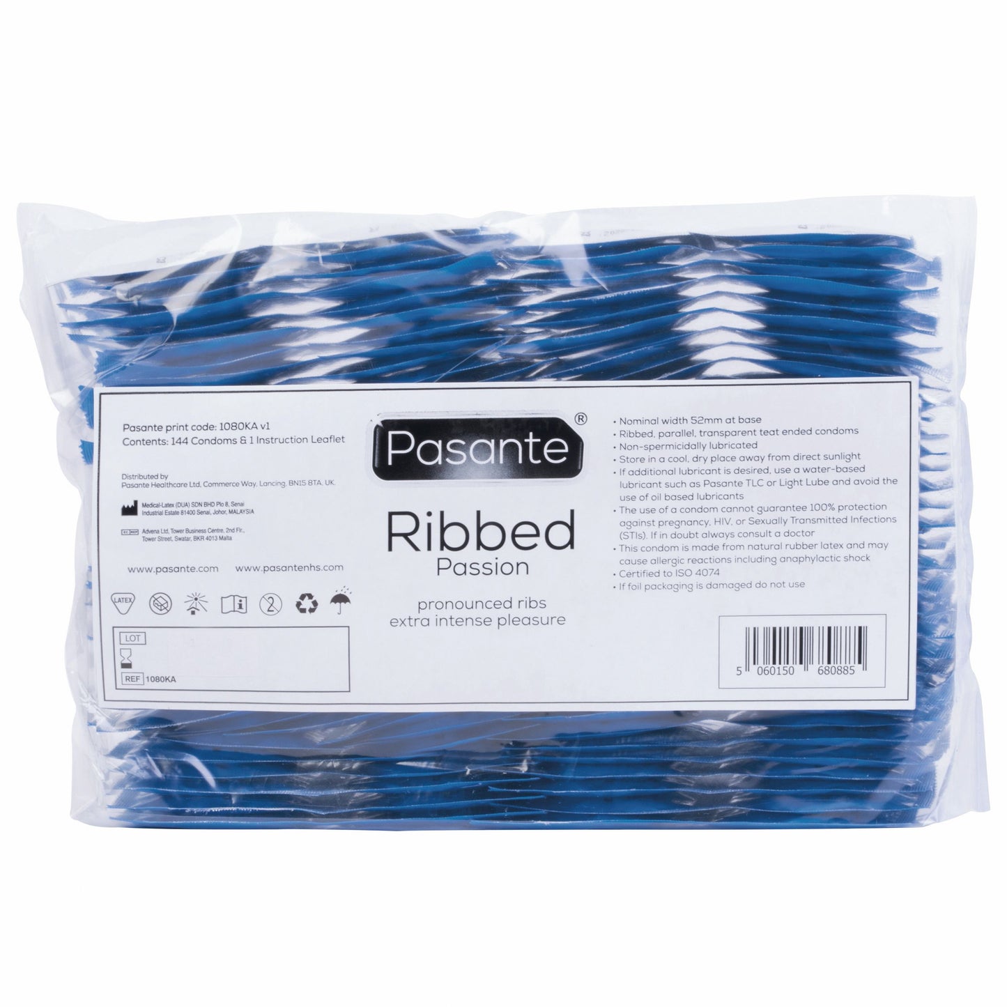 Pasante Ribbed condoms 144 pcs