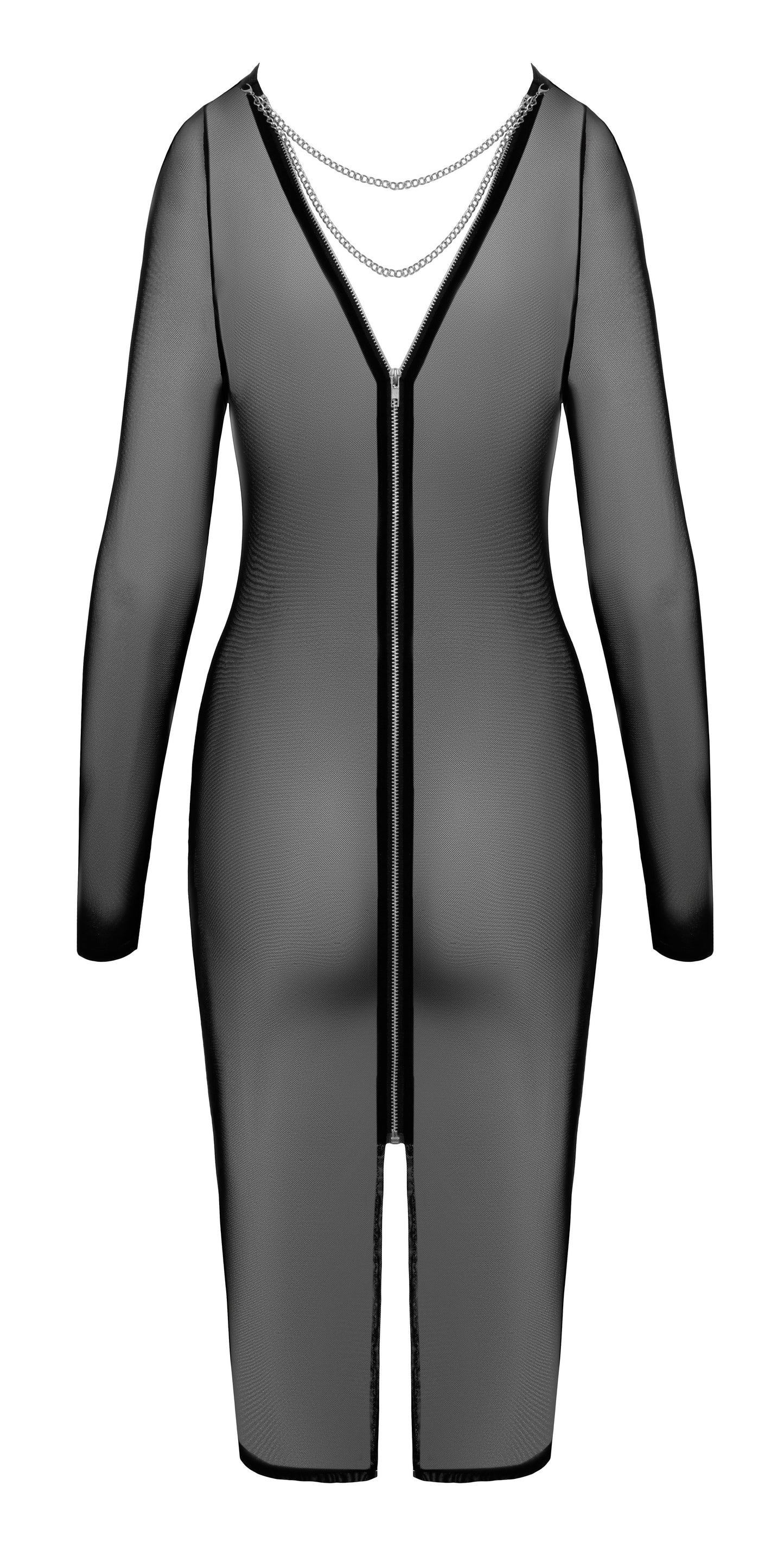 Cottelli Party - Sheer Dress With Long Sleeves - Black