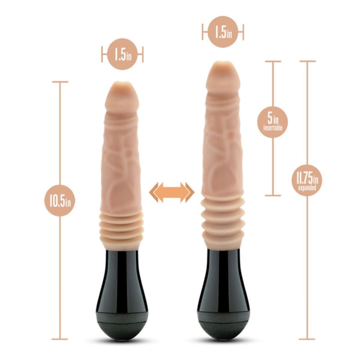Dr. Skin Silicone - Dr. Knight - Thrusting and Vibrating Dildo - Beige