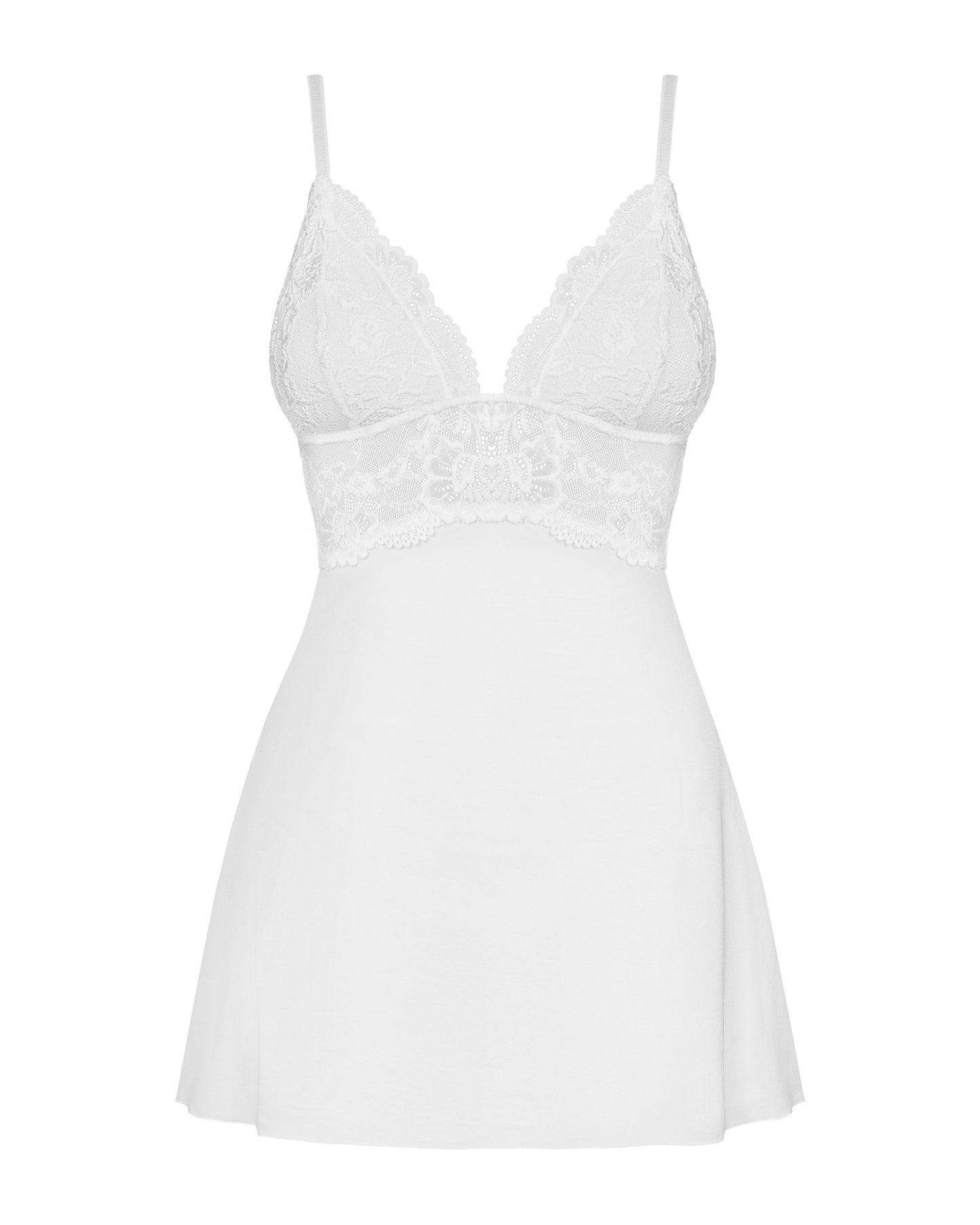 Obsessive - Babydoll Set With Lace - White