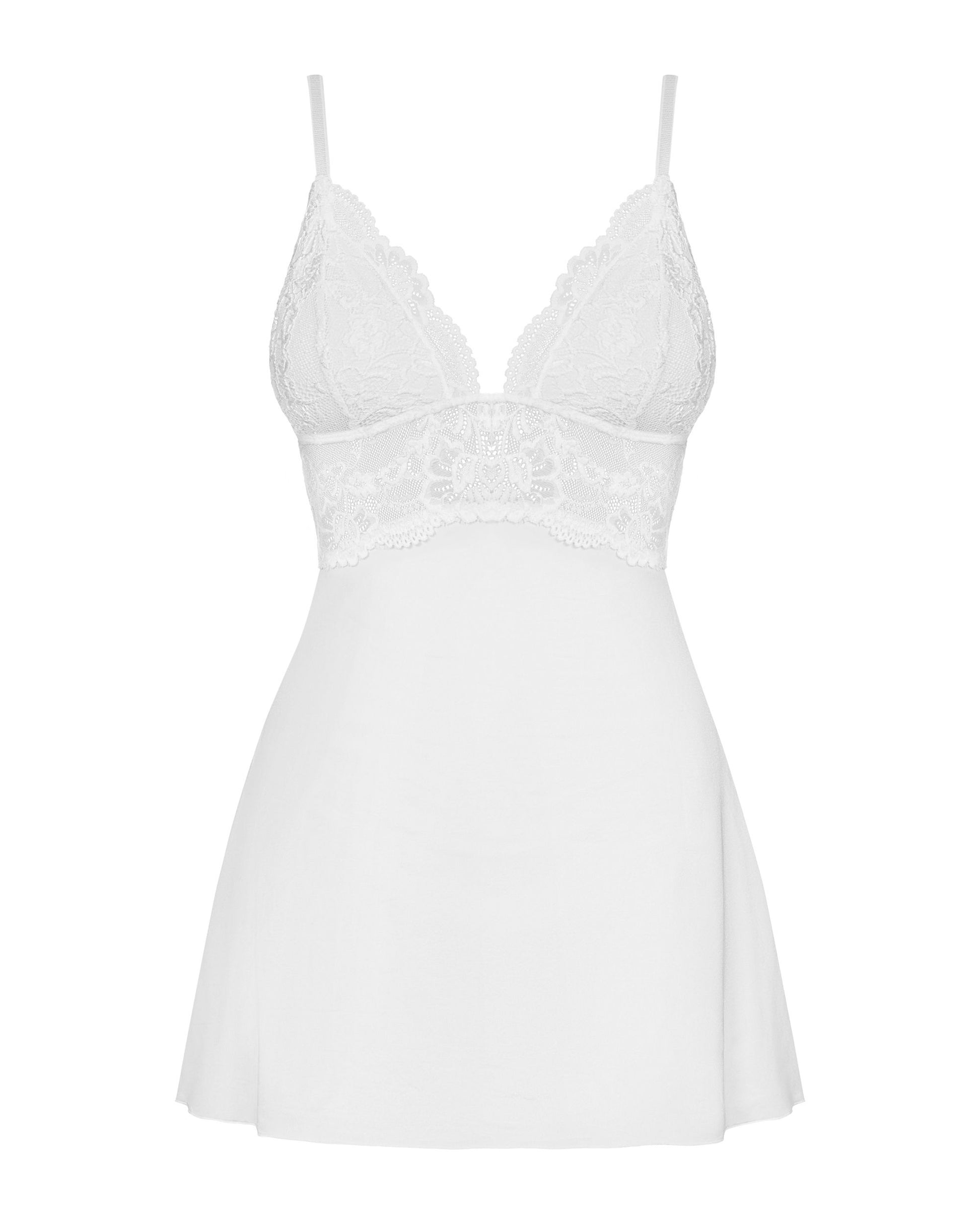 Obsessive - Babydoll Set With Lace - White