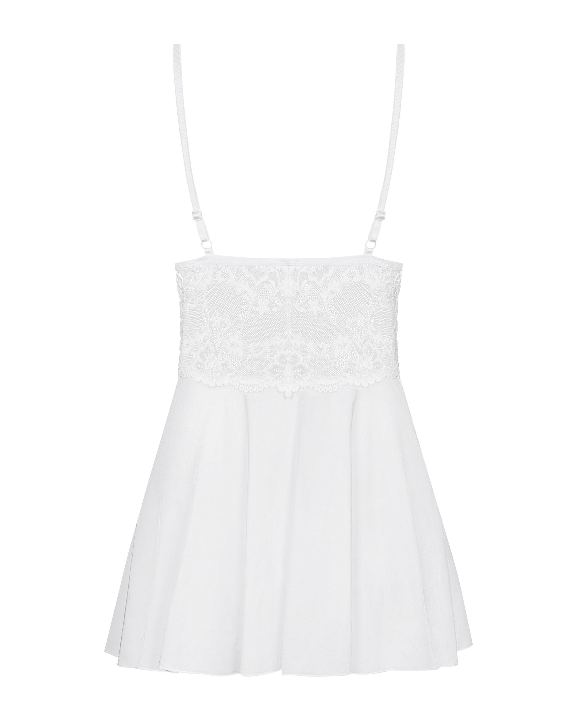 Obsessive - Babydoll Set With Lace - White