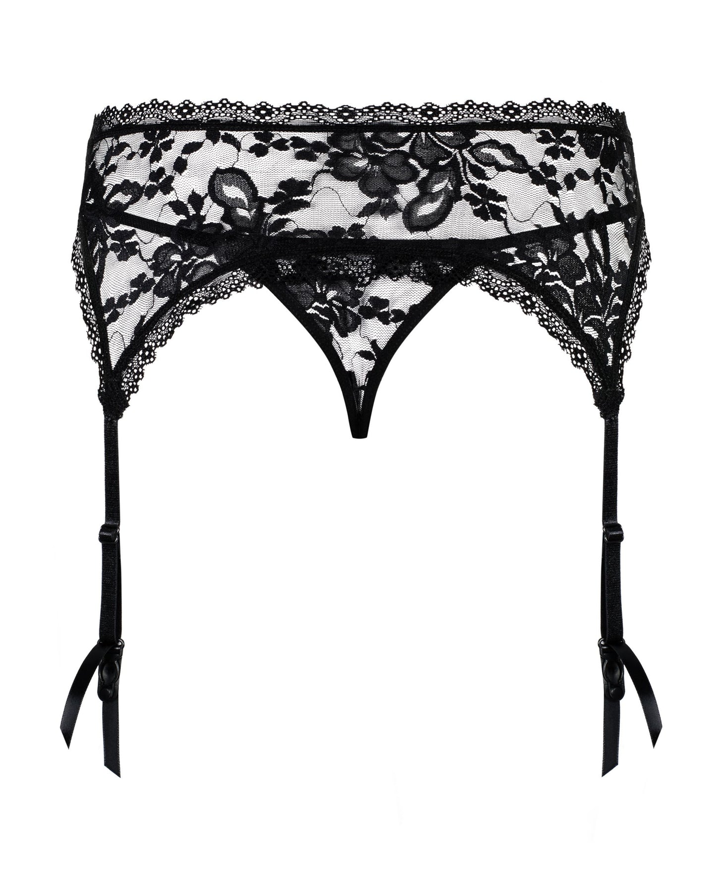 Obsessive - Catia Suspender Belt & Thong - Black