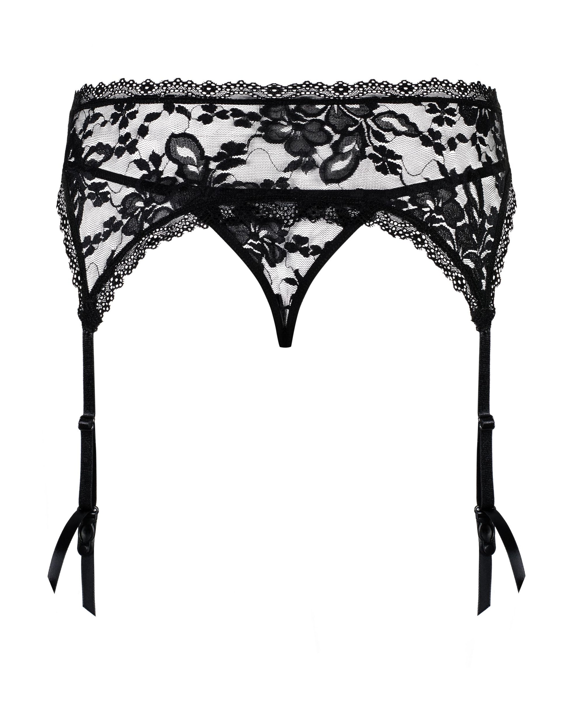 Obsessive - Catia Suspender Belt & Thong - Black