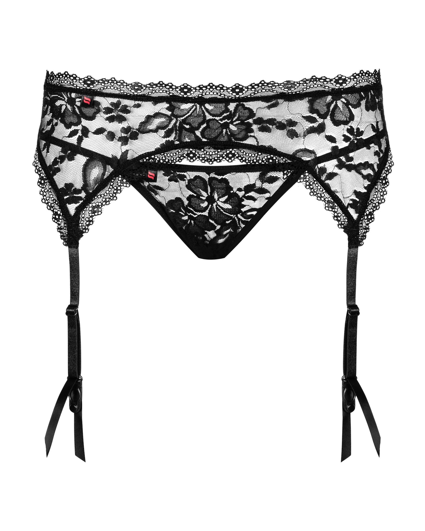 Obsessive - Catia Suspender Belt & Thong - Black