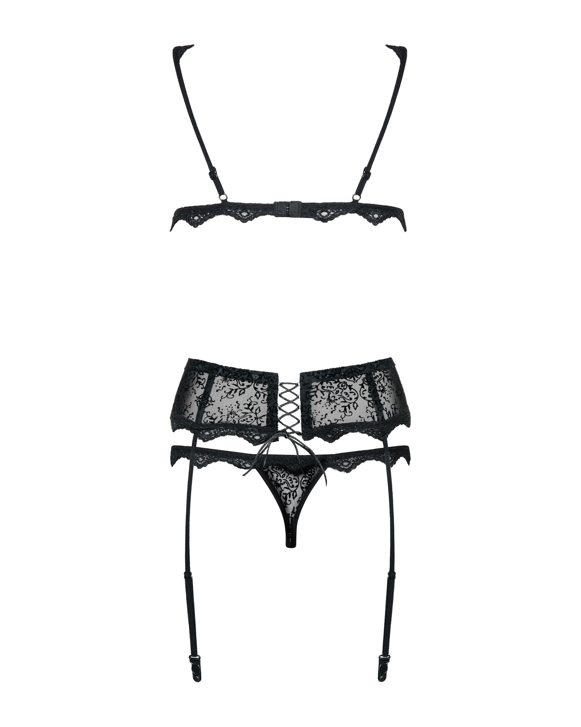 Obsessive - Emperita 3-Piece Garter Set - Black