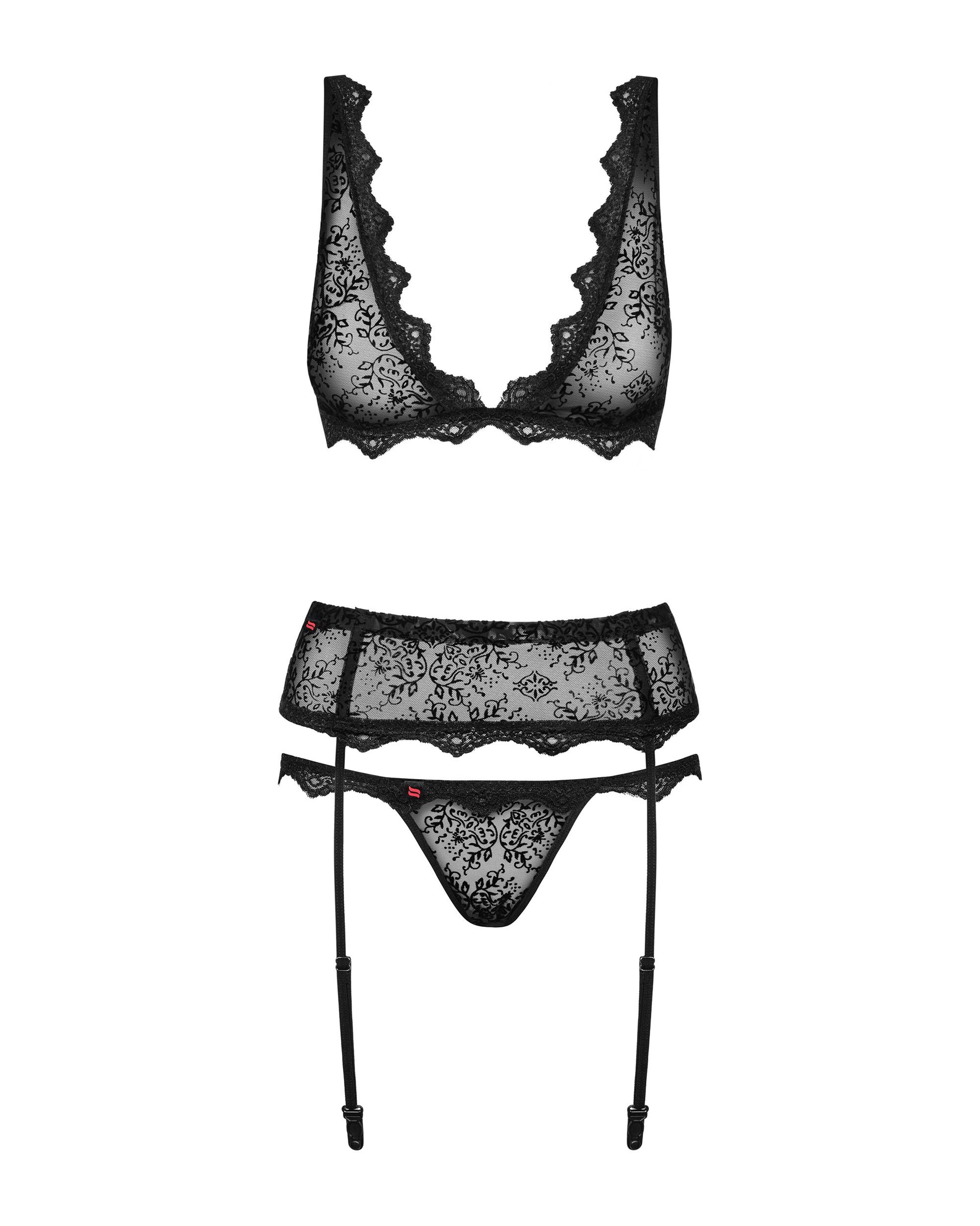Obsessive - Emperita 3-Piece Garter Set - Black